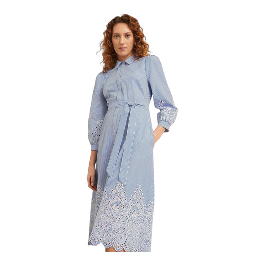 Hobbs Blue Ivory Juliette Cotton Dress - 10