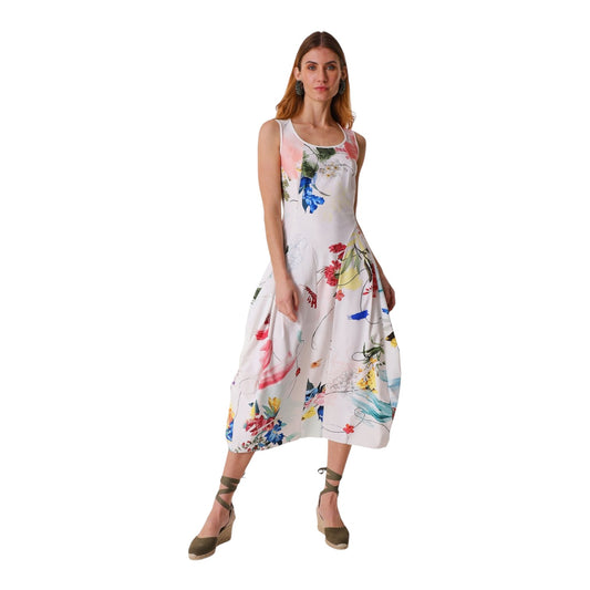 High At Length Floral Sleeveless Midi Dress - 12