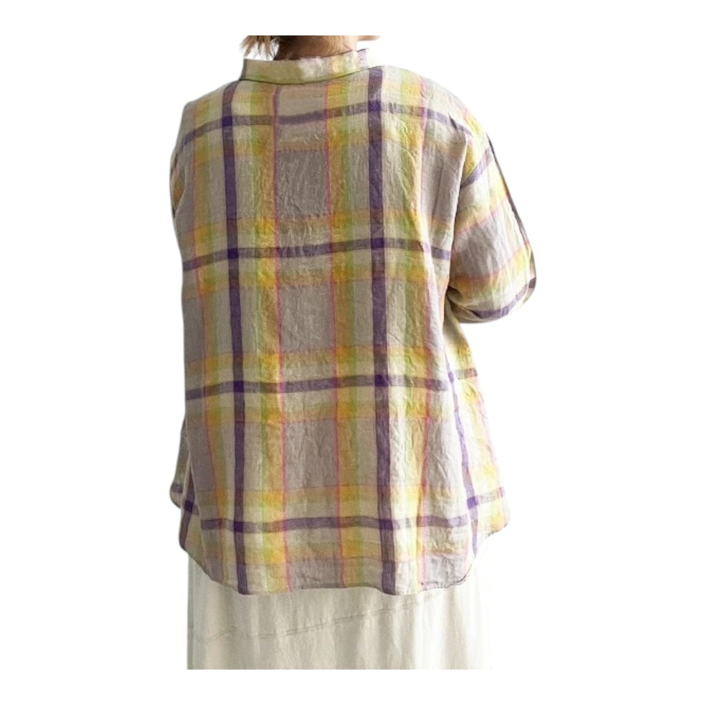 Antiquities Linen and Cotton Check Shirt - One Size - NEW