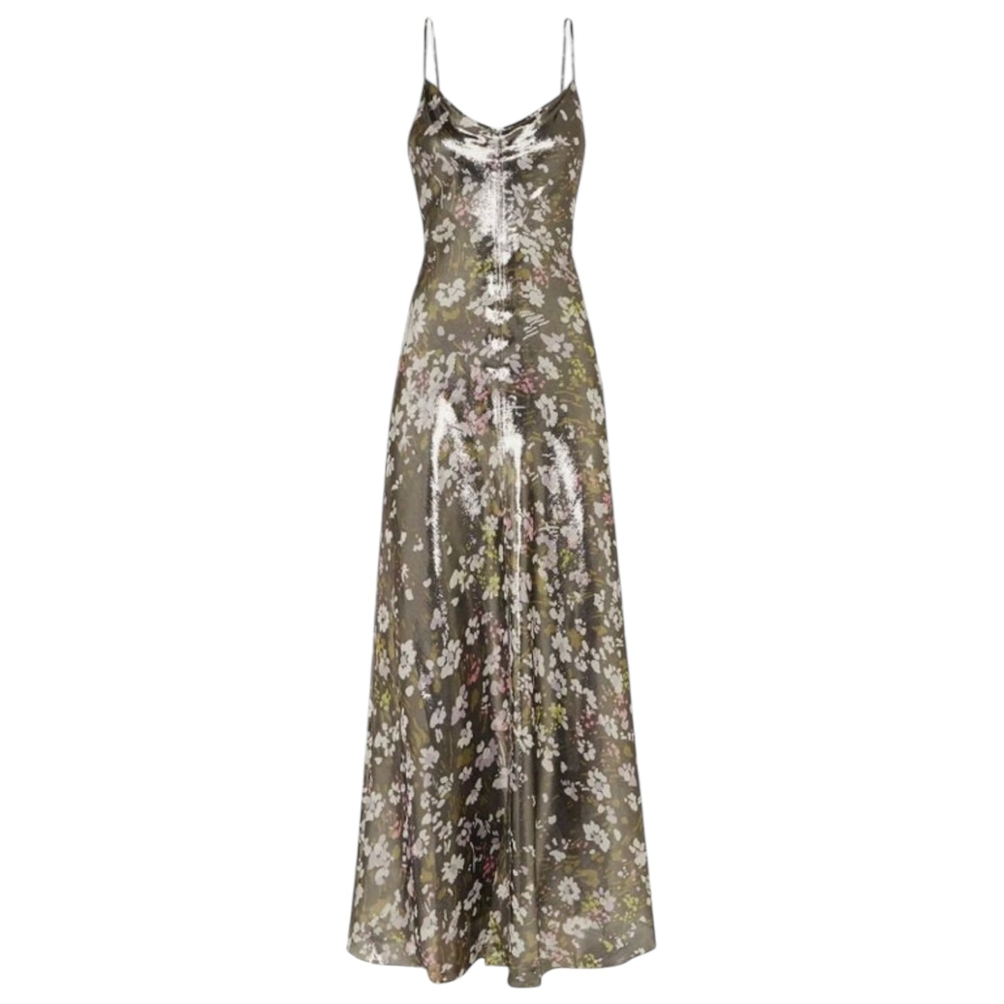 Ganni Metallic Floral Slip Dress - 8