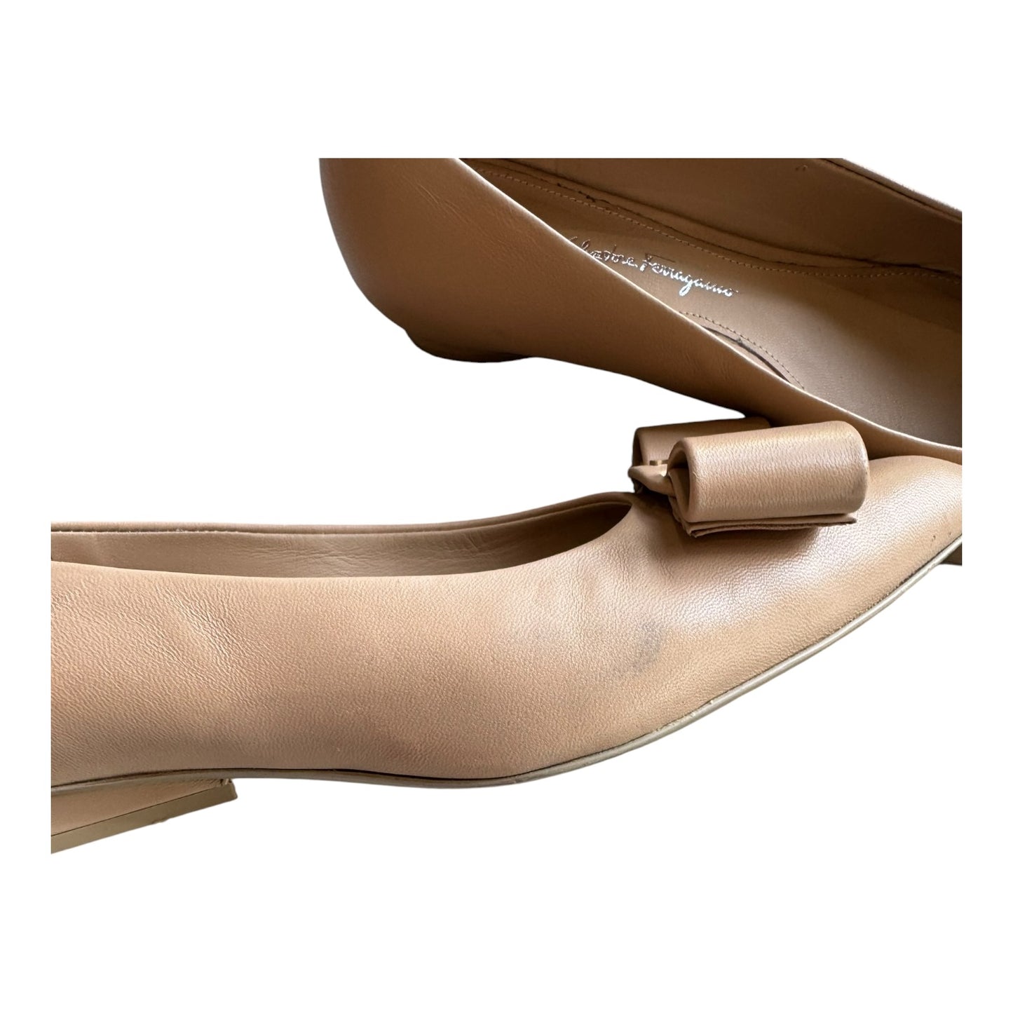 Salvatore Ferragamo Nude Bow Front Flats - 7