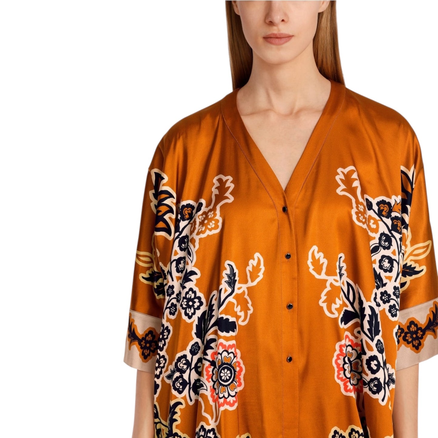 Marc Cain Ourika Gardens Orange and Black Floral Top - 16
