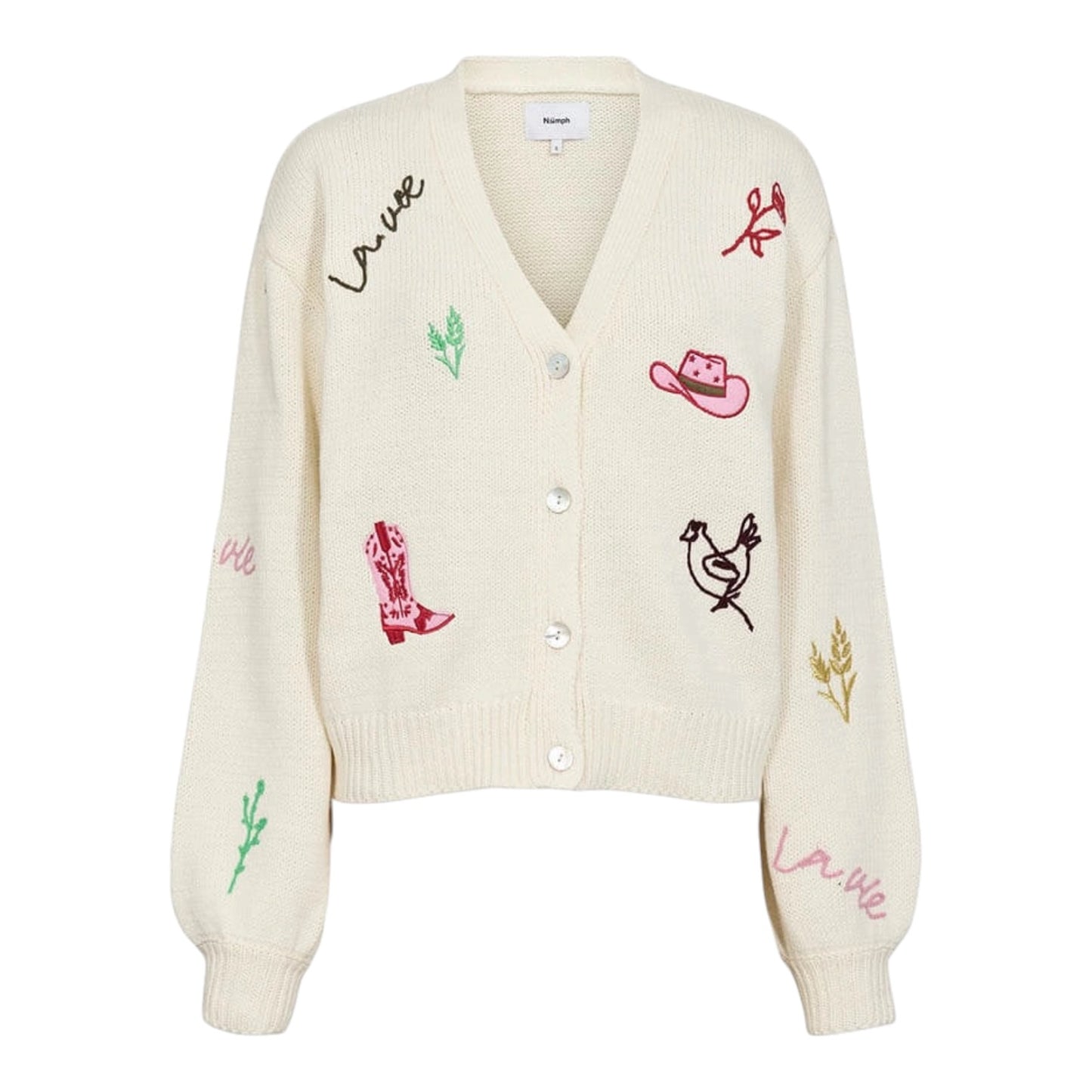 Numph Wally Cream Embroidered Cardigan - 12