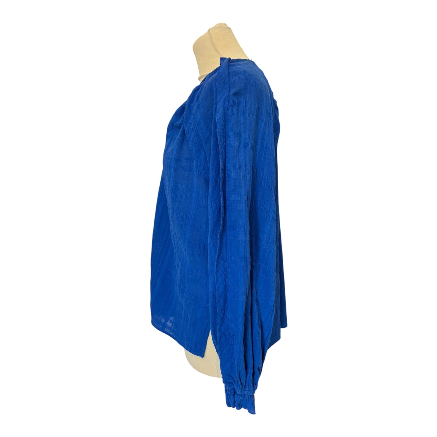 Jigsaw Cobalt Textured Cotton V Neck Top - 8