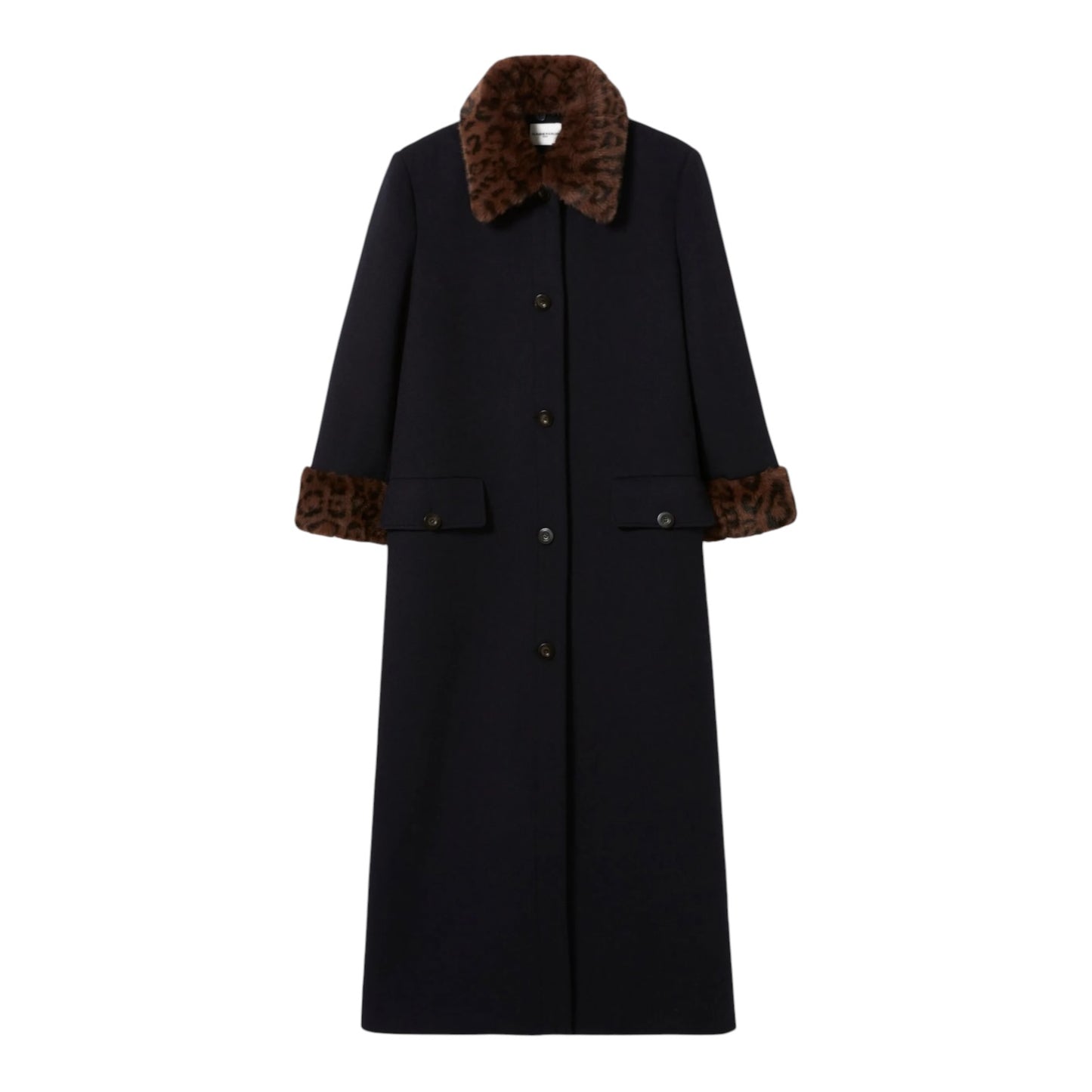 Claudie Pierlot Long Leopard Collar Wool Blend Coat - 10