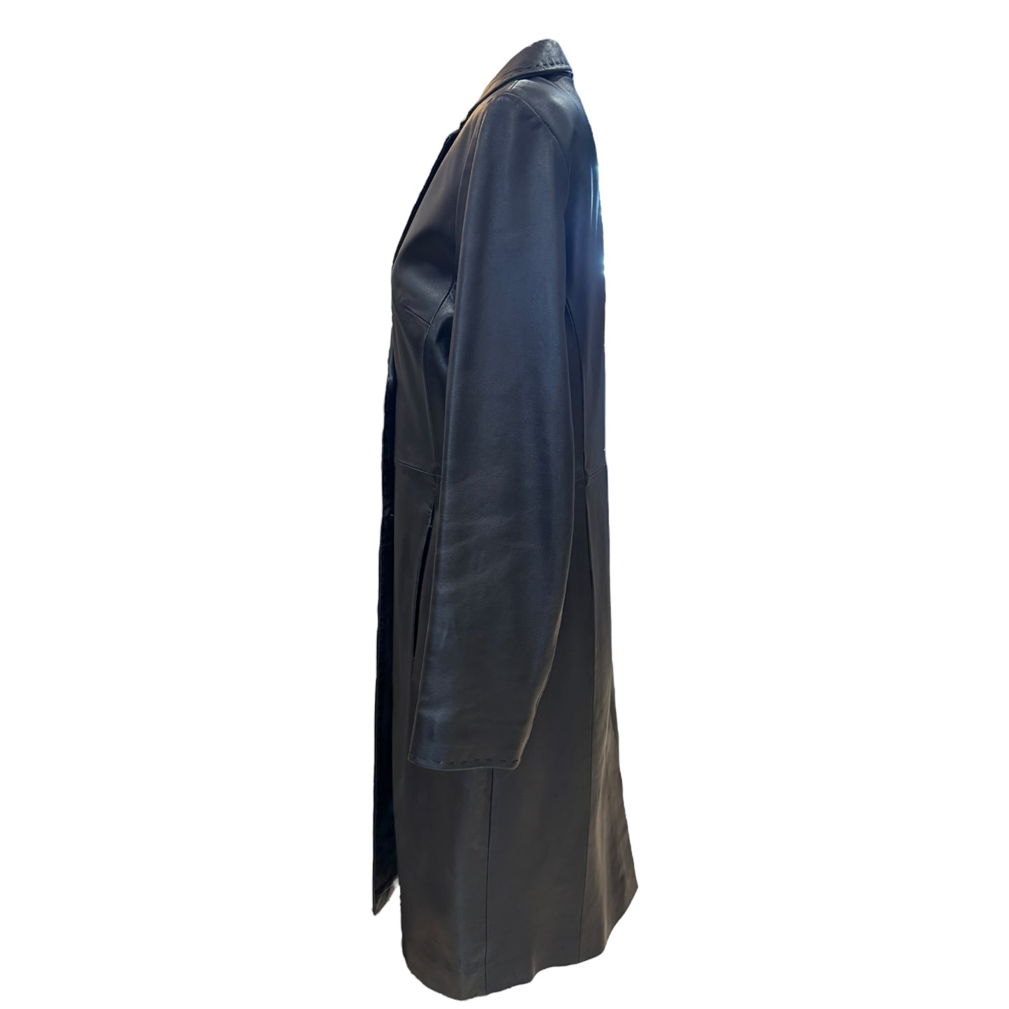 Helium Black Leather Longline Coat - 12