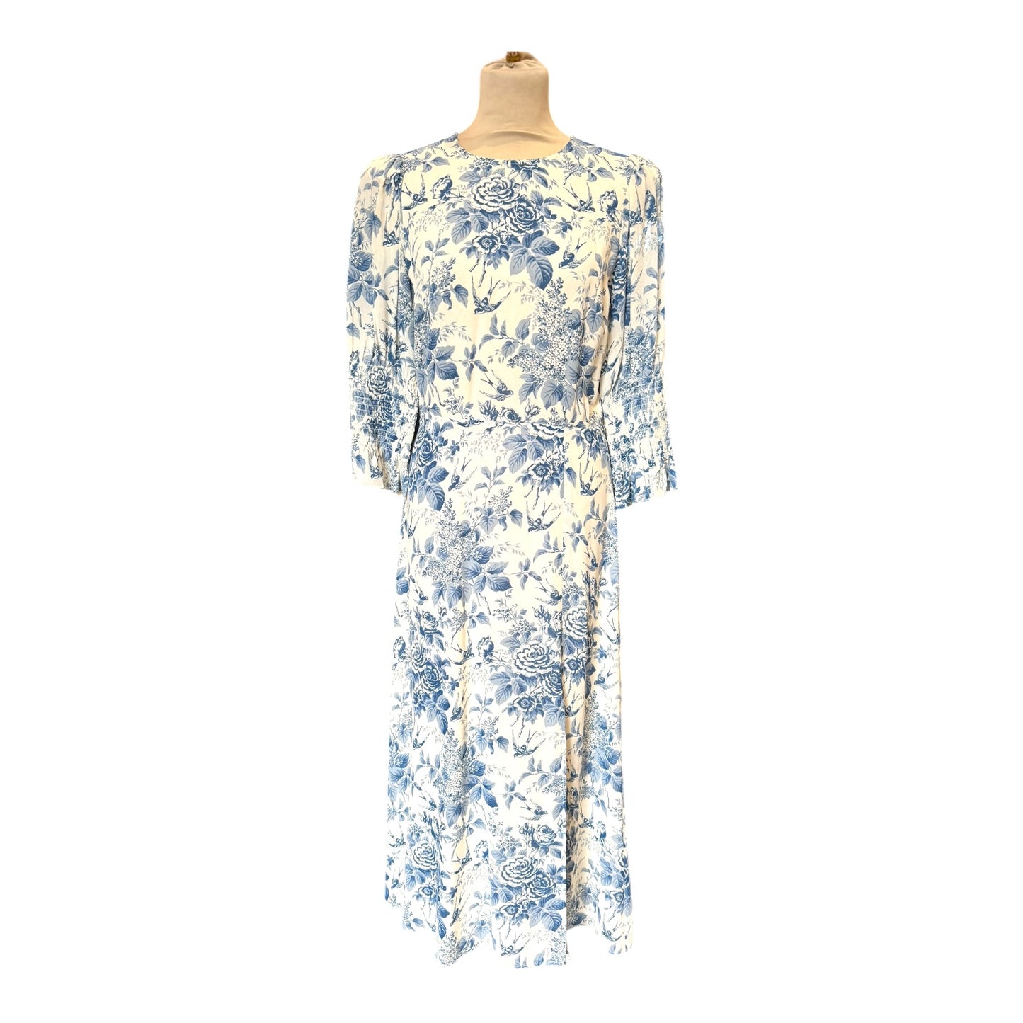 Reformation Carolena Blue and White Midi Dress - 10