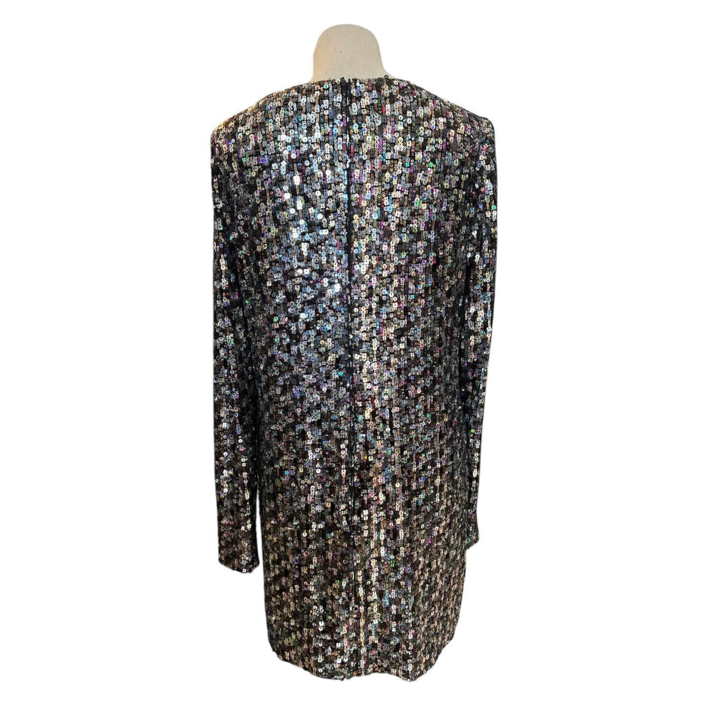 Me + Em Black Sequin Mini Long Sleeve Dress - 10