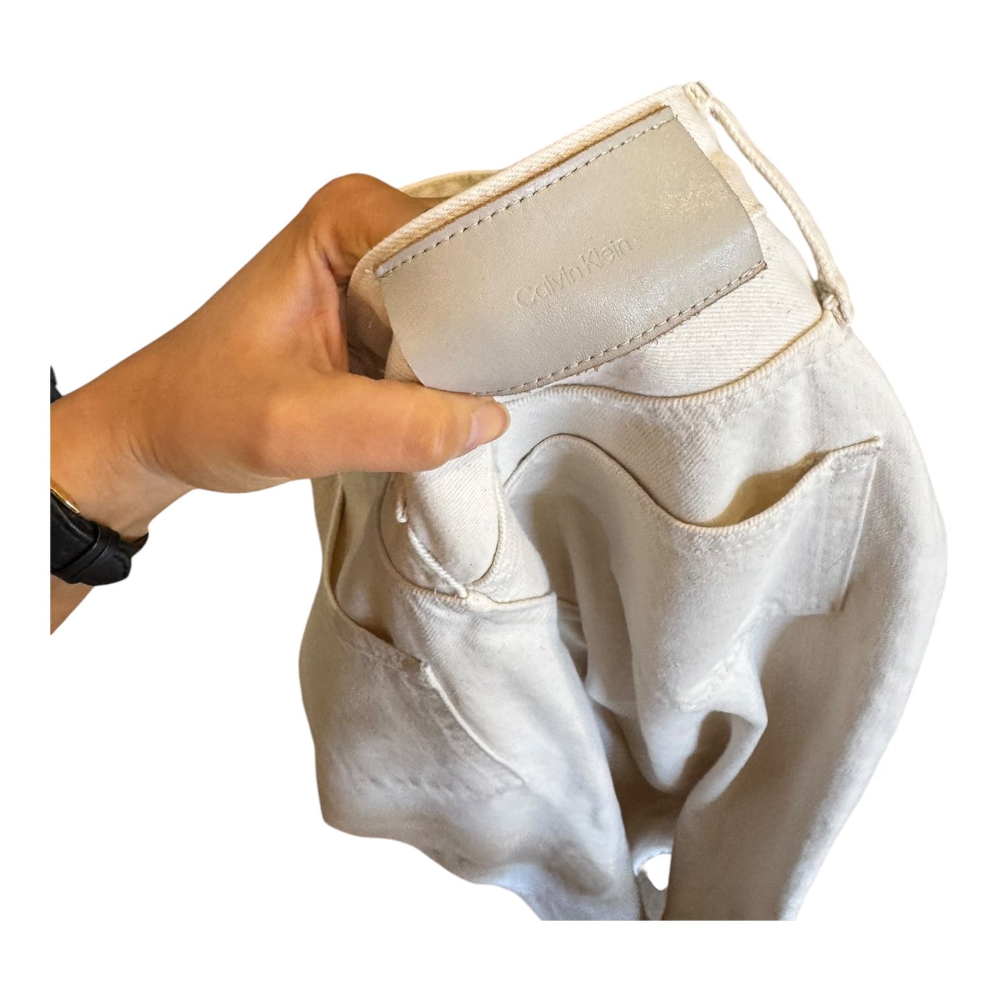 Calvin Klein High Waist Wide Leg Jeans Ecru - W27xL32 / UK8