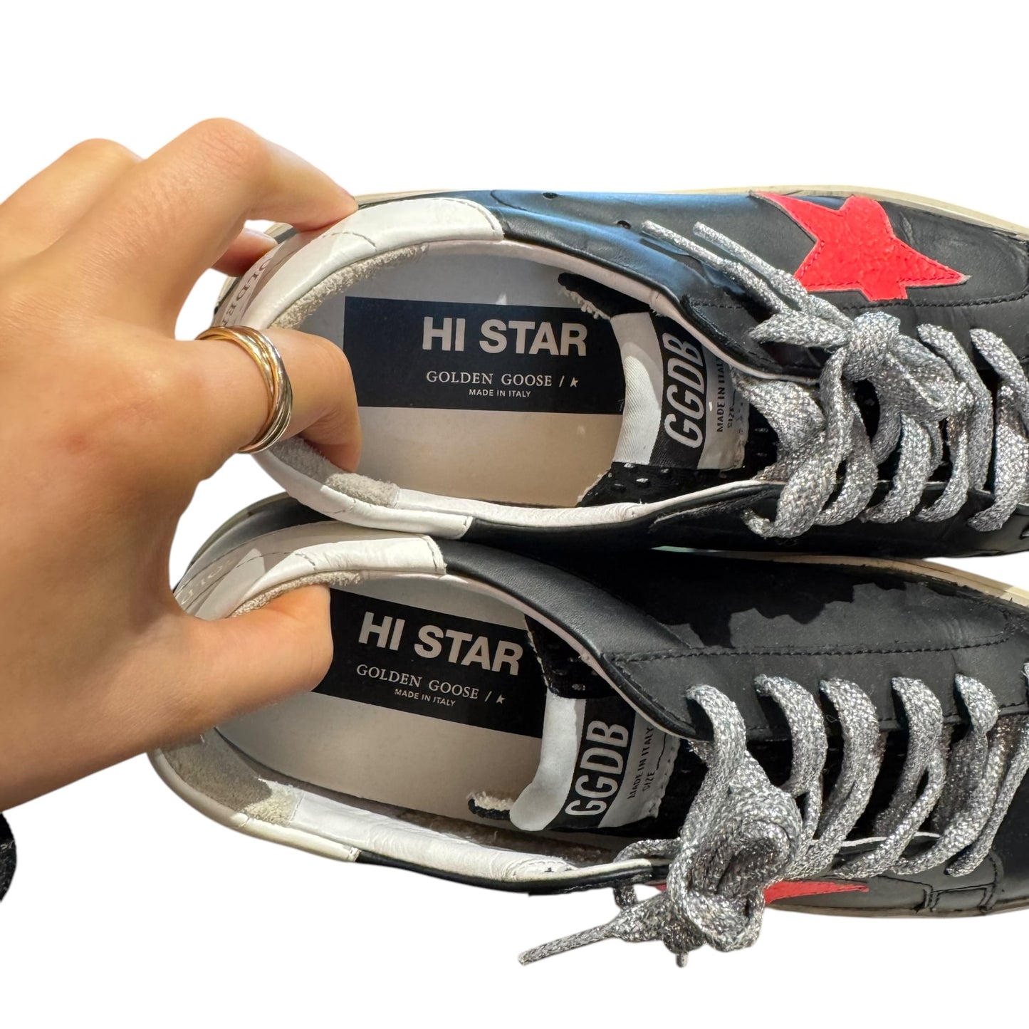 Golden Goose Black and Pink 'Hi Star' Trainers - 7