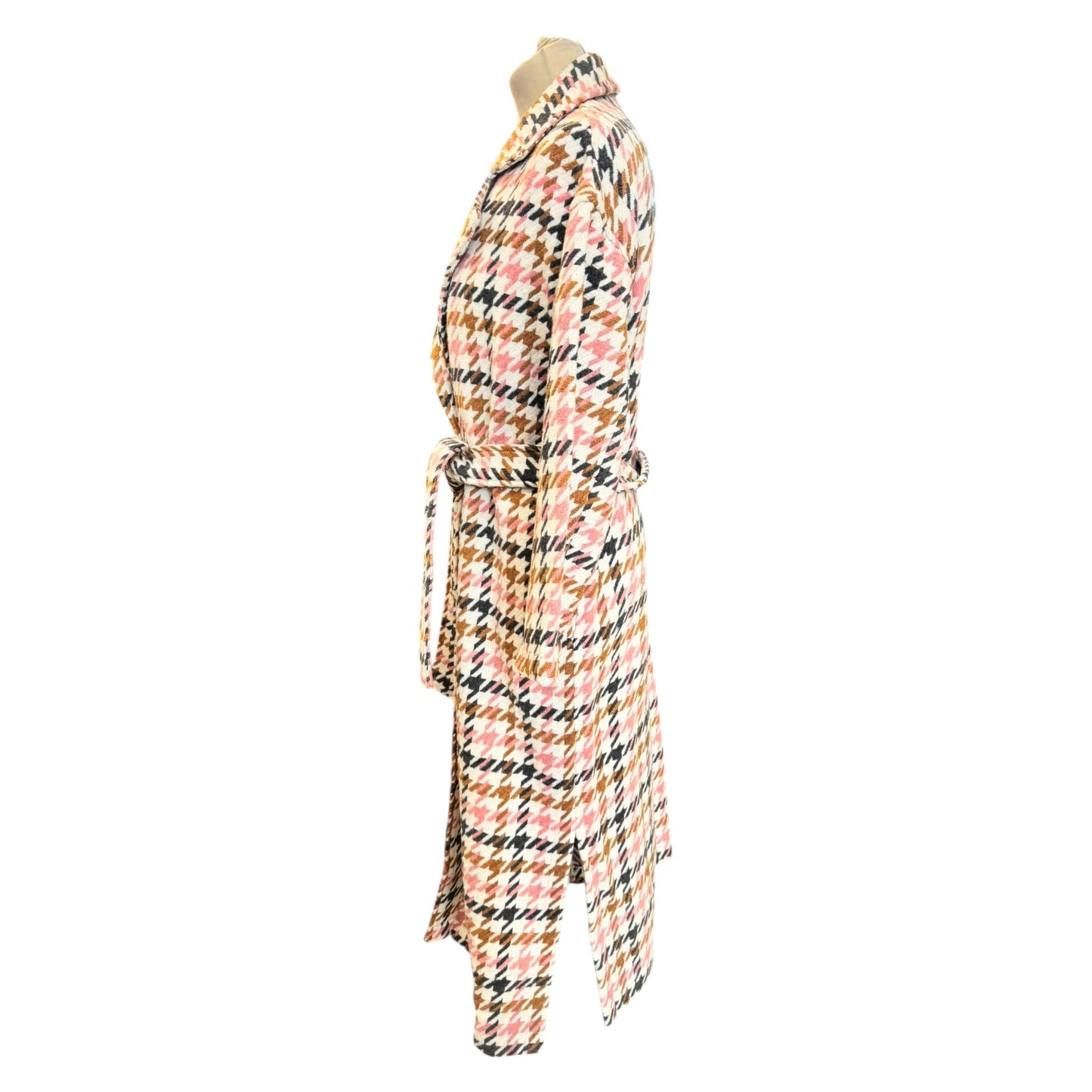 See Saw Houndstooth Coat in Pink, Cream, Tan and Grey - 12 - NEW