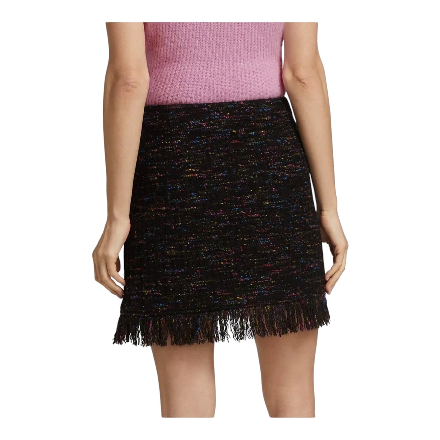 Ganni Black Rainbow Tweed Skirt Suit - 8