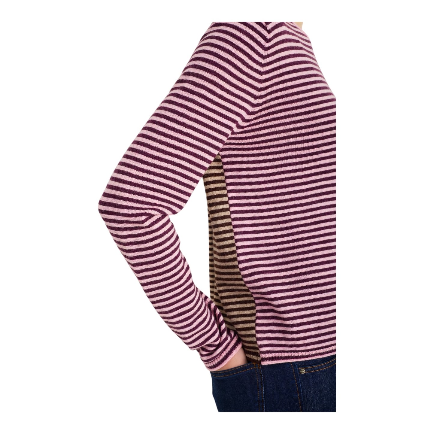 Wyse Josephine Pink and Burgundy Merino Wool Jumper - 10/12