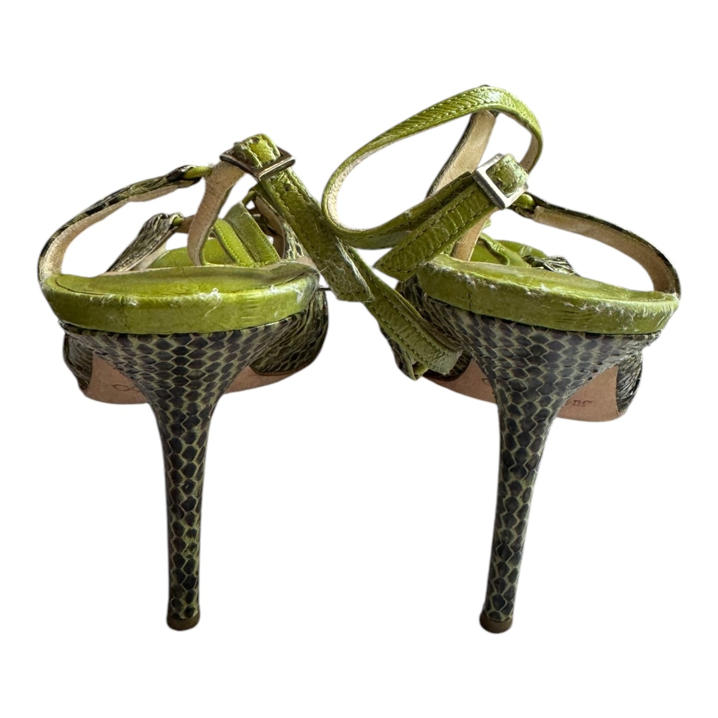Jimmy Choo Green Snake Print Heels - 39.5 / 6.5