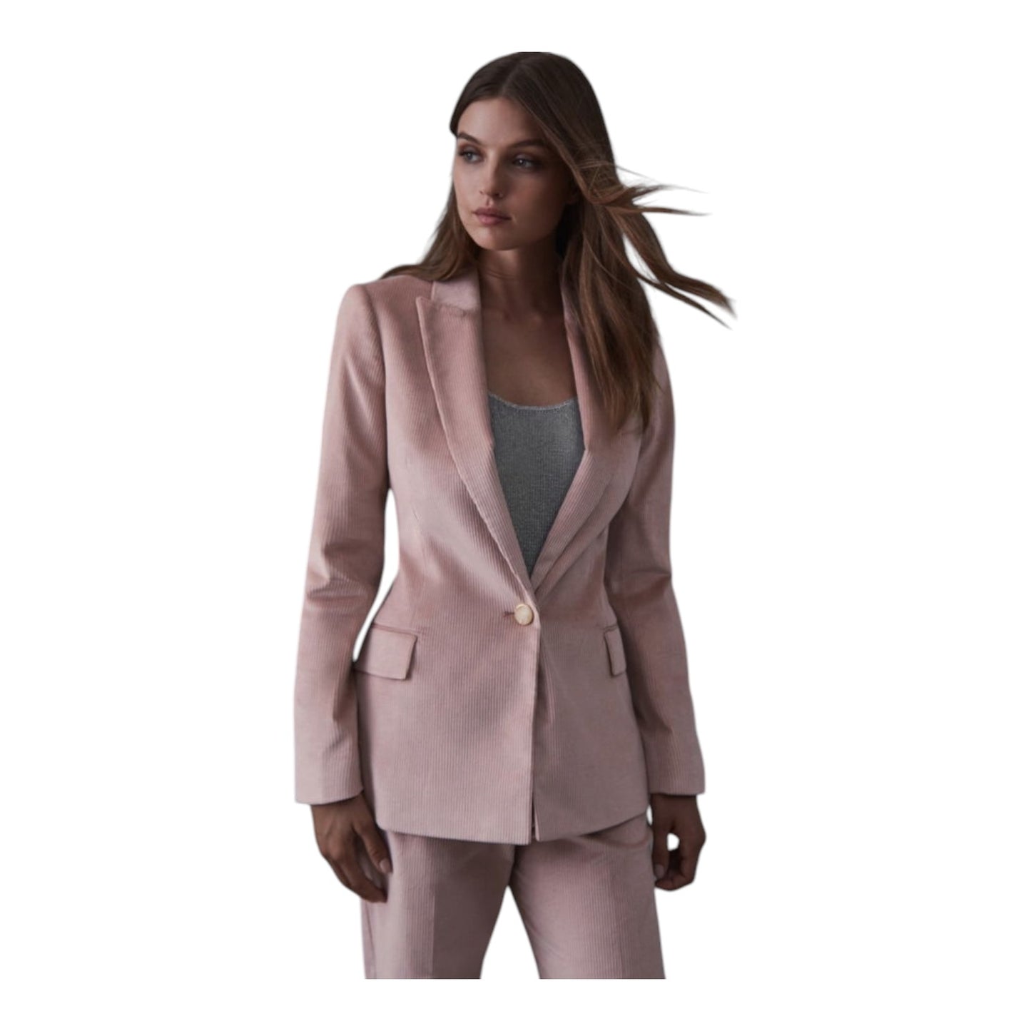 Reiss Carie Blush Pink Cord Trouser Suit - 8/10