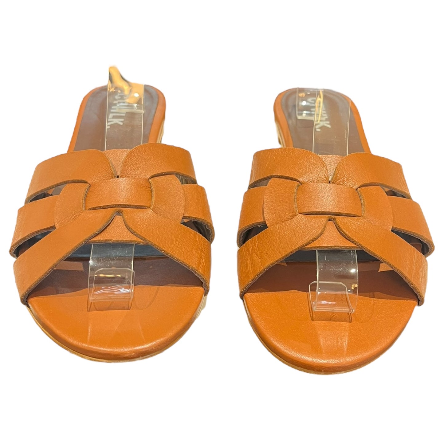 CTWLK. Brown Leather Slides - 7.5