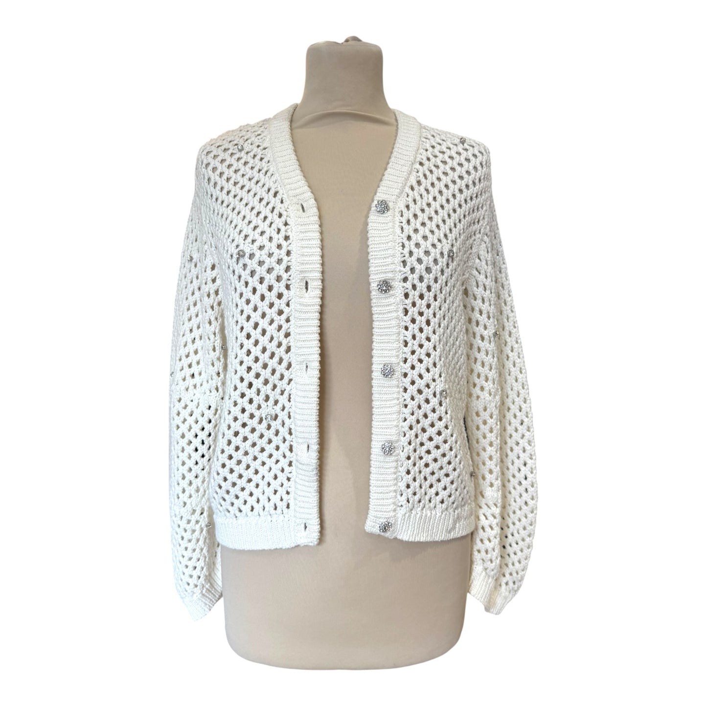 Ganni Cream Diamante Cardigan - 10/12