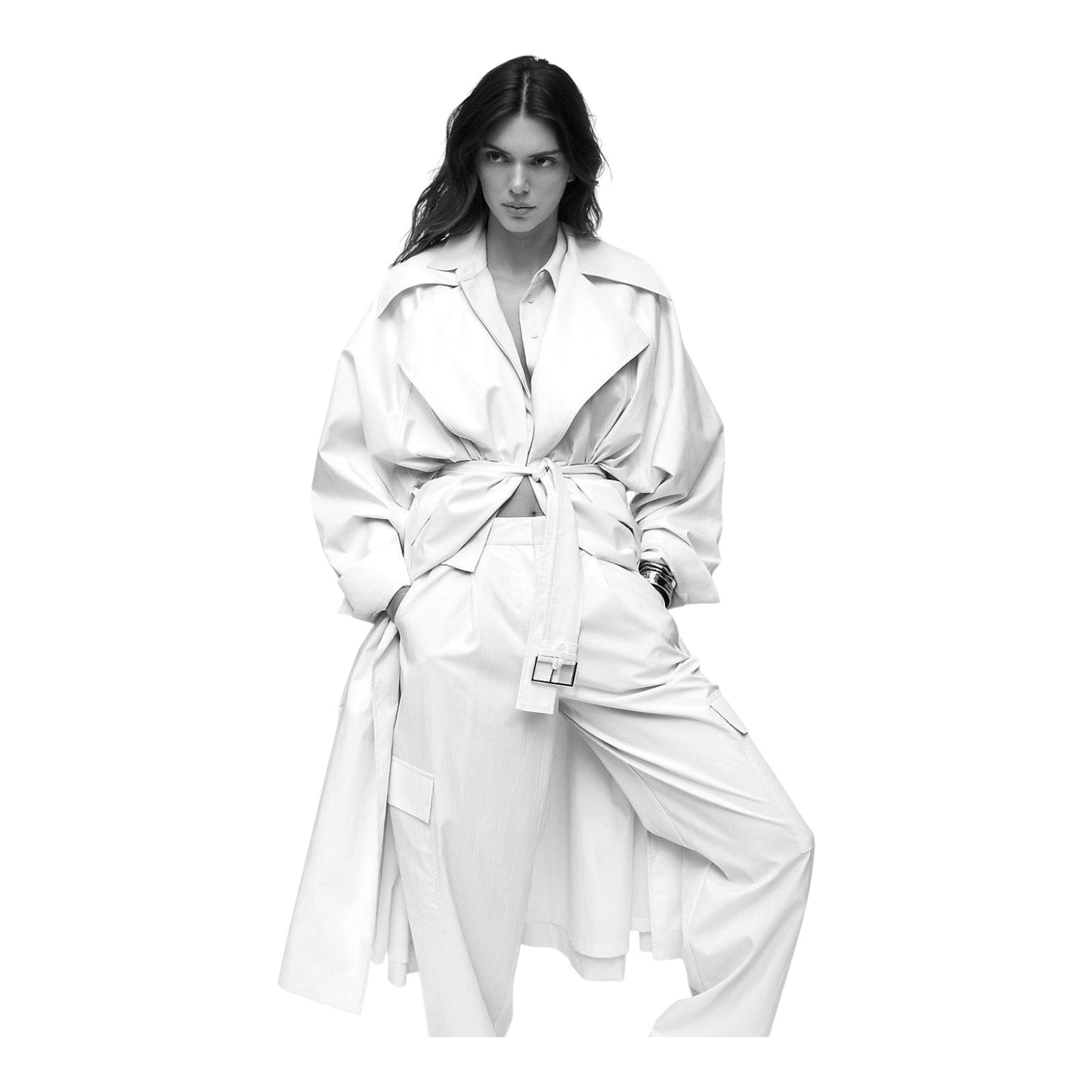 Calvin Klein Off White Oversized Trench Coat - 12 - NEW