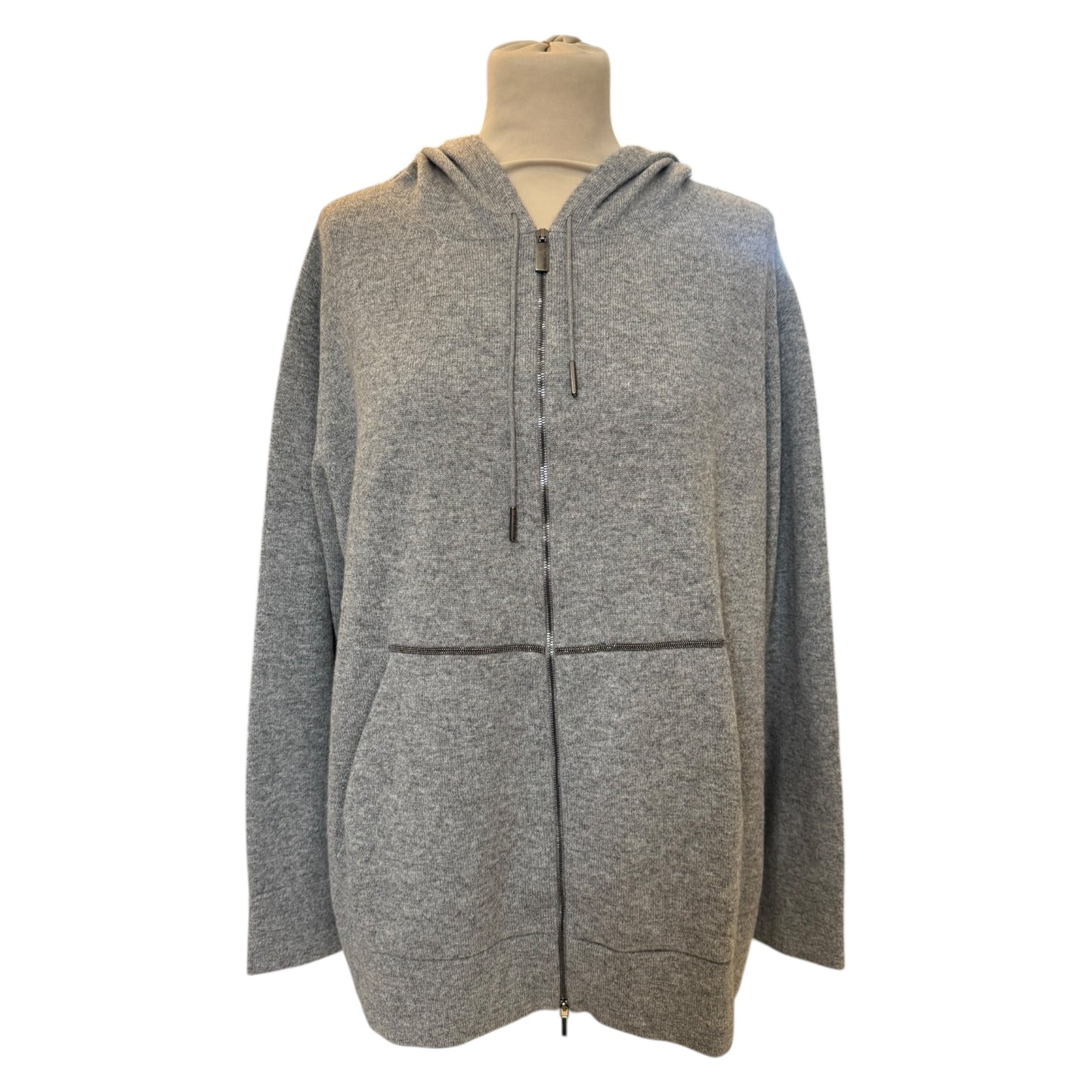 Fabiana Filippi Grey Hooded Zipped Cardigan - 14