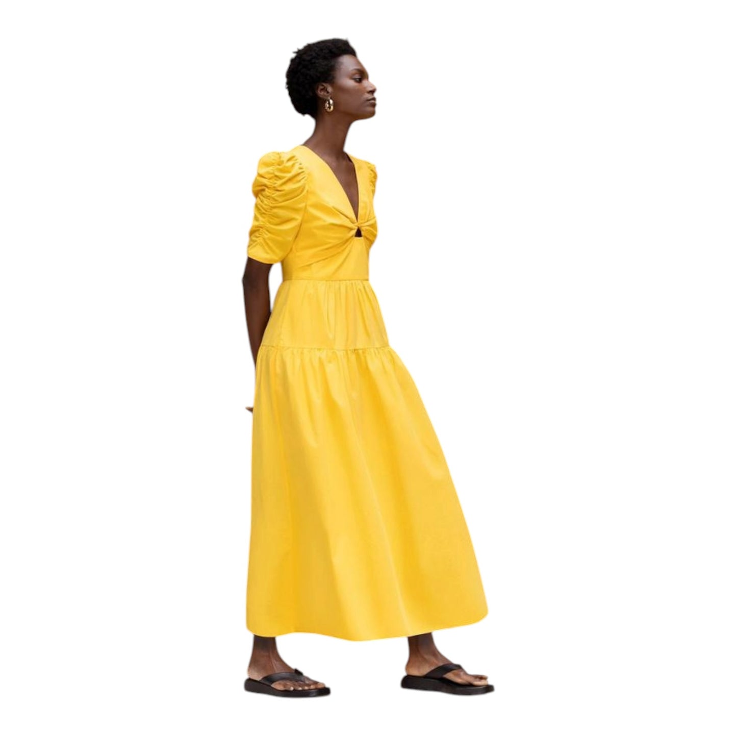 Ro&Zo Yellow Cotton Poplin Twist Front Dress - 12 - NEW