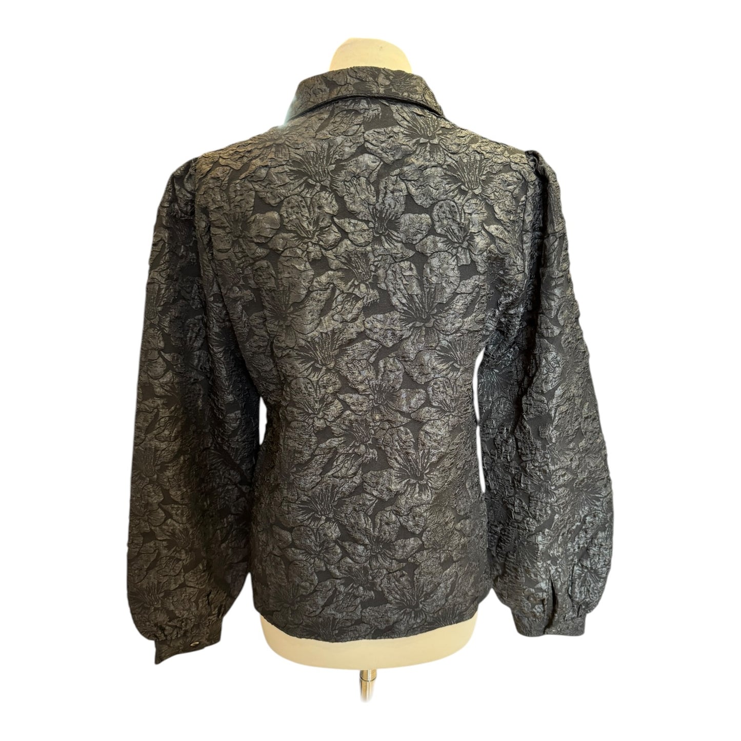 Esqualo Black Floral Jacquard Blouse - 12