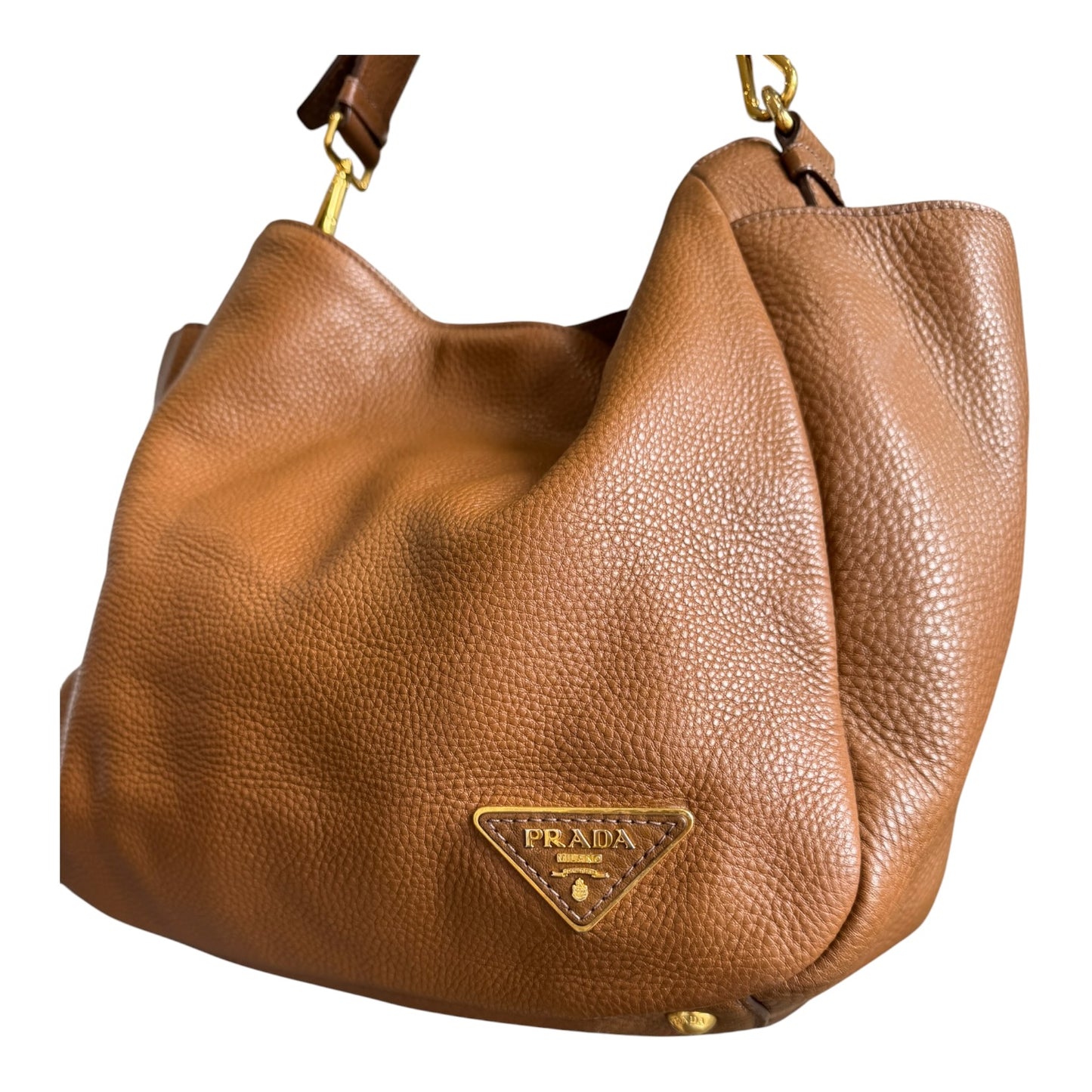 Prada Tan Vitello Daino Hobo Bag