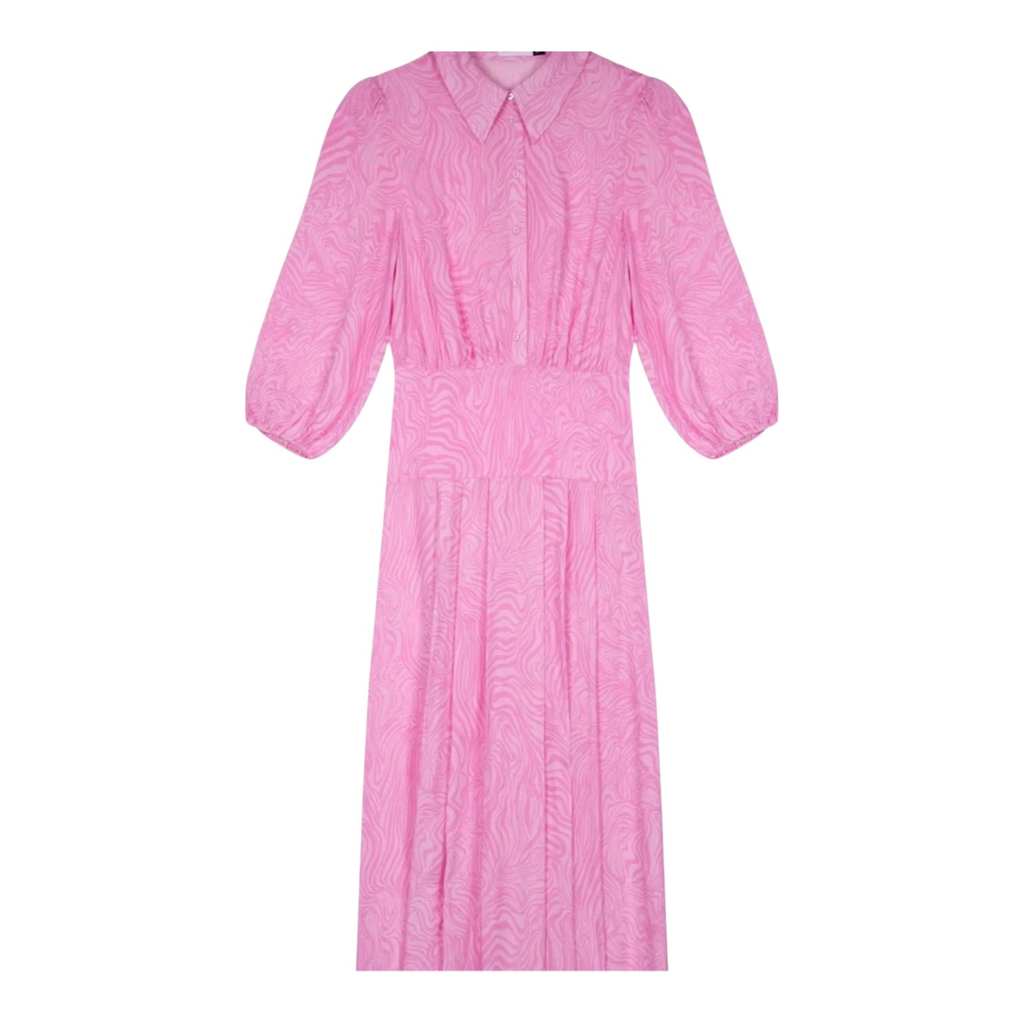 Rixo Izzy Pink Marble Zebra Pleated Shirt Dress - 14 & 16 - NEW