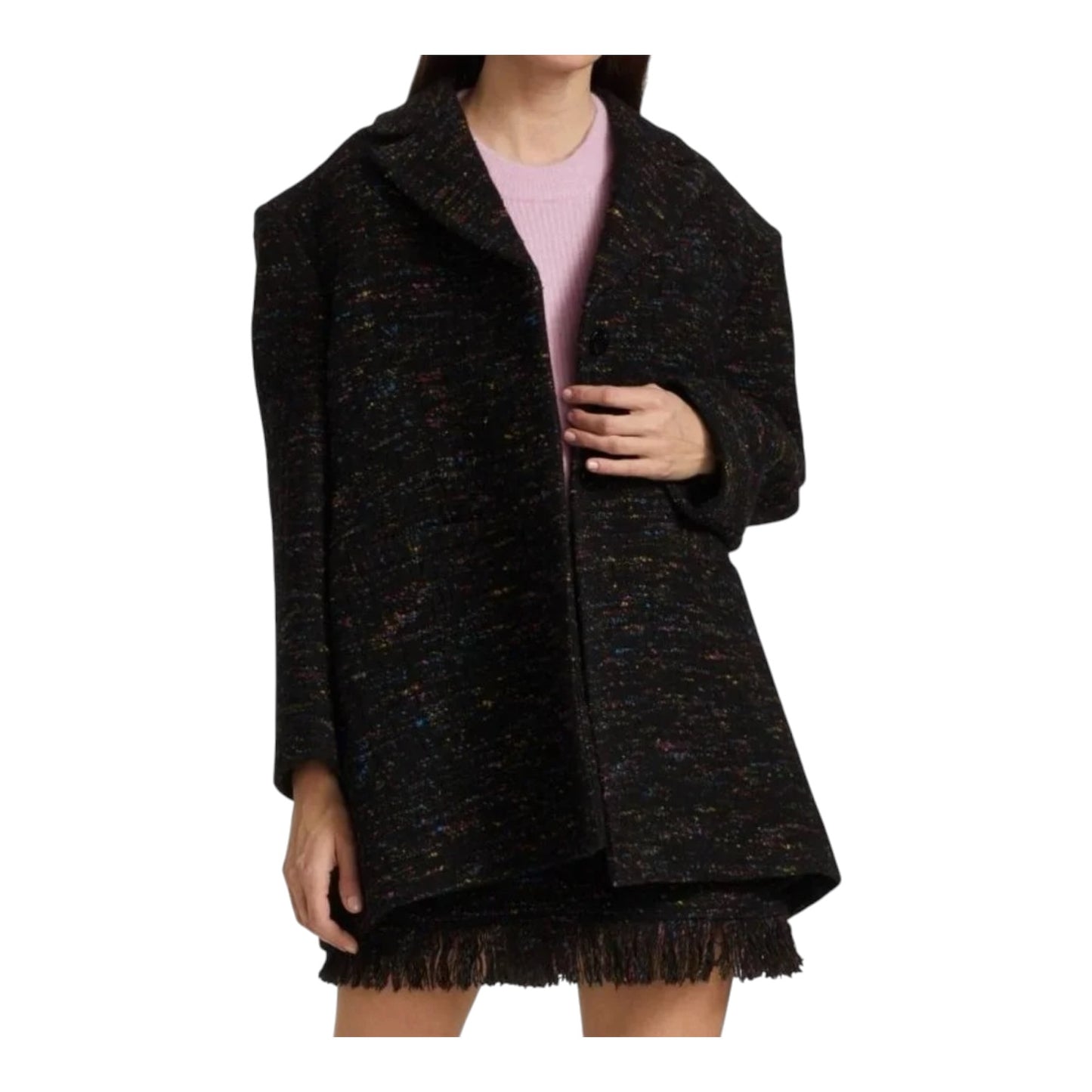 Ganni Black Rainbow Tweed Skirt Suit - 8