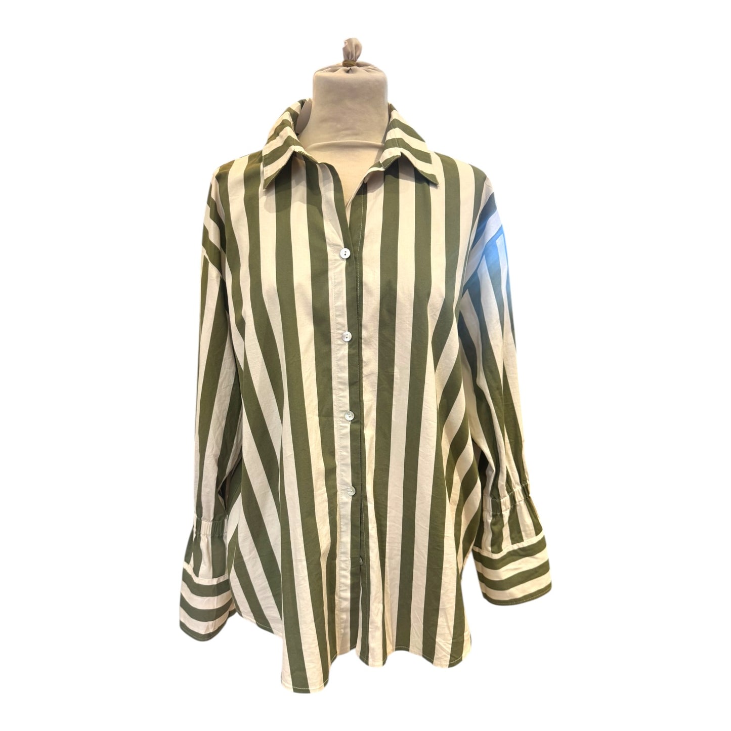 Summum Cream and Green Stripe Shirt - 10/12/14