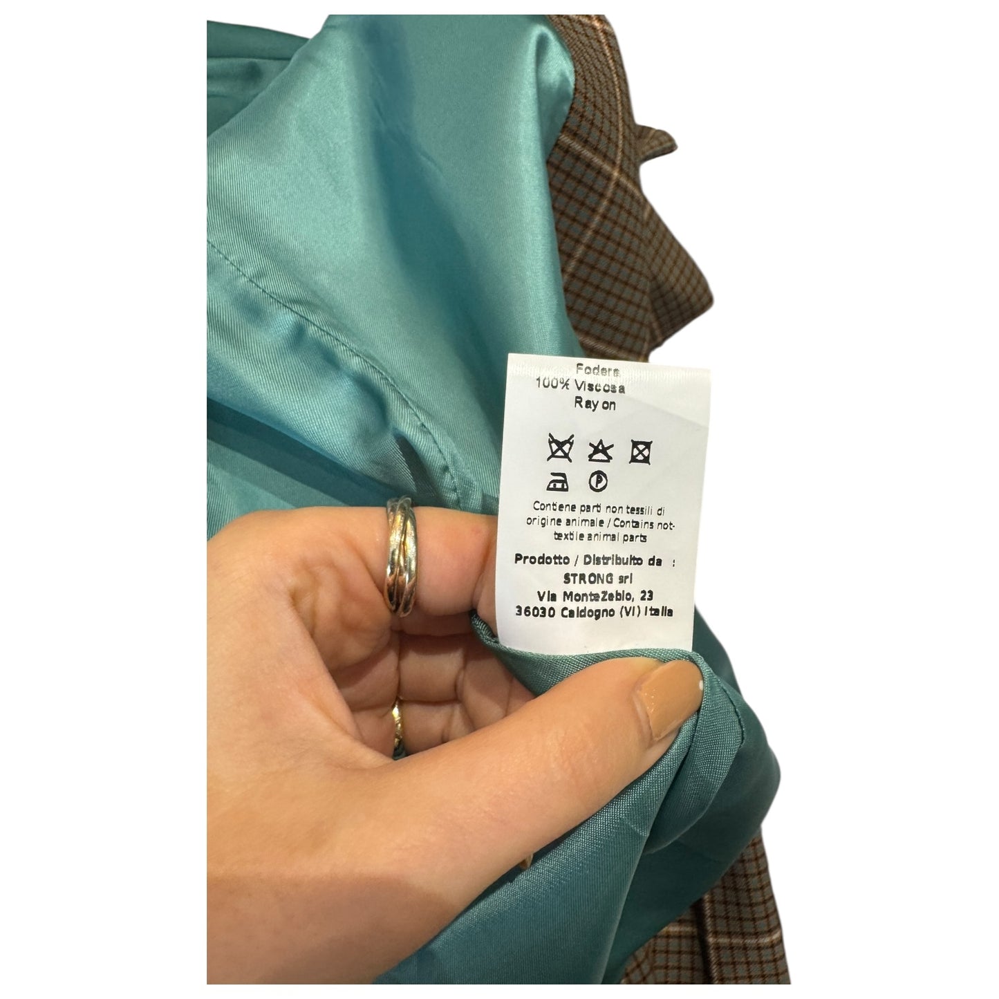 Grifoni Tan and Teal Check Flare Leg Suit - 10