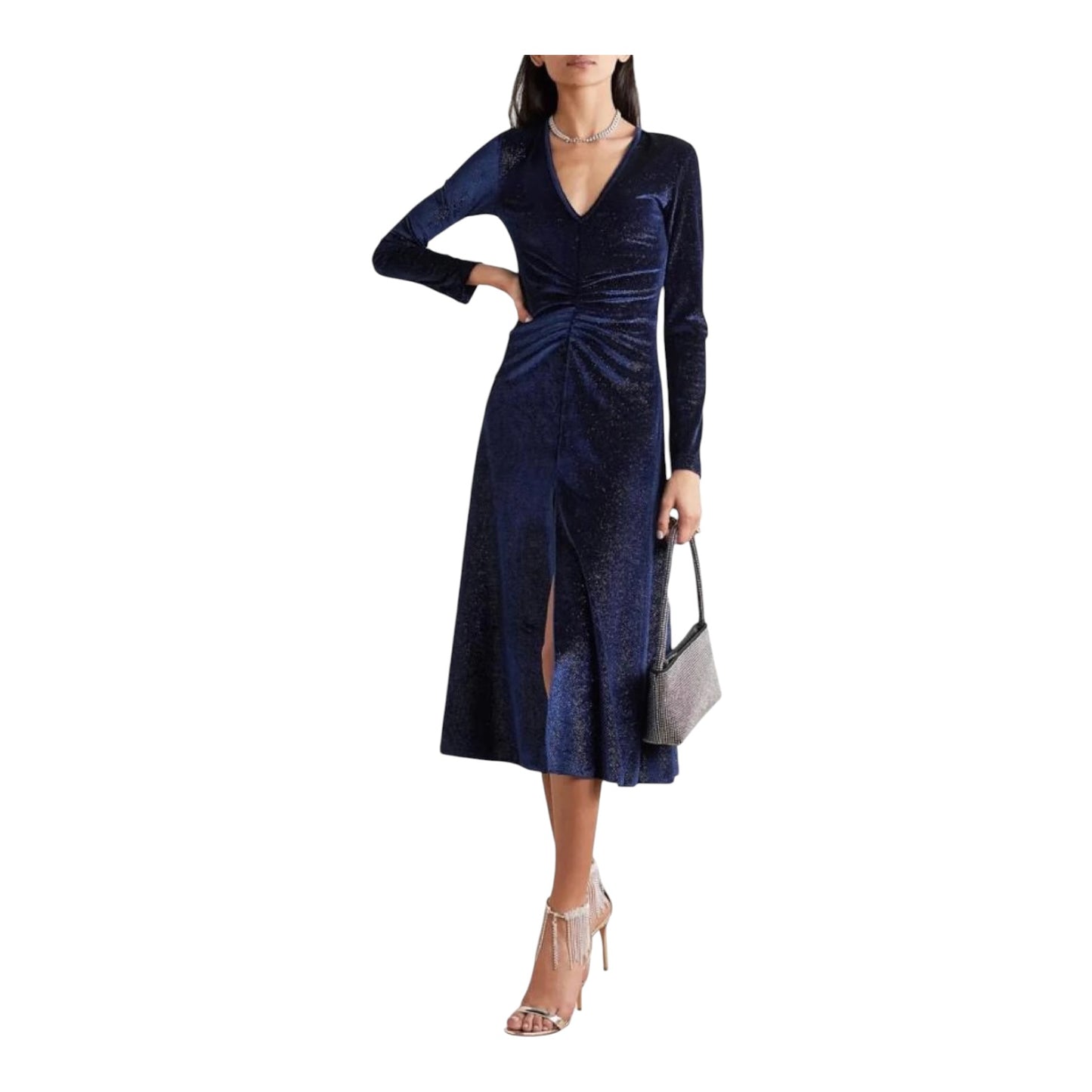 Rotate Birger Christensen Navy Velvet Sparkle Dress - 10/12