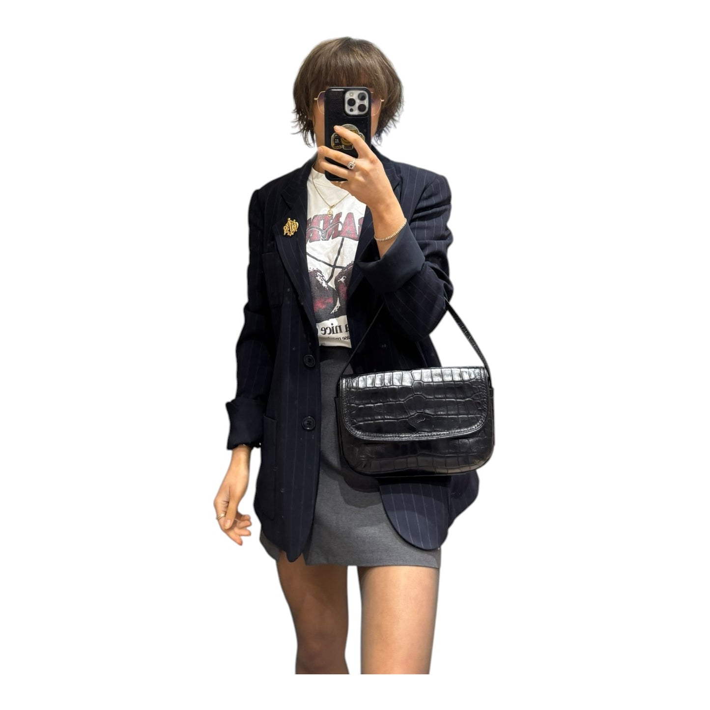 Weekend Max Mara Black Croc Crossbody Bag