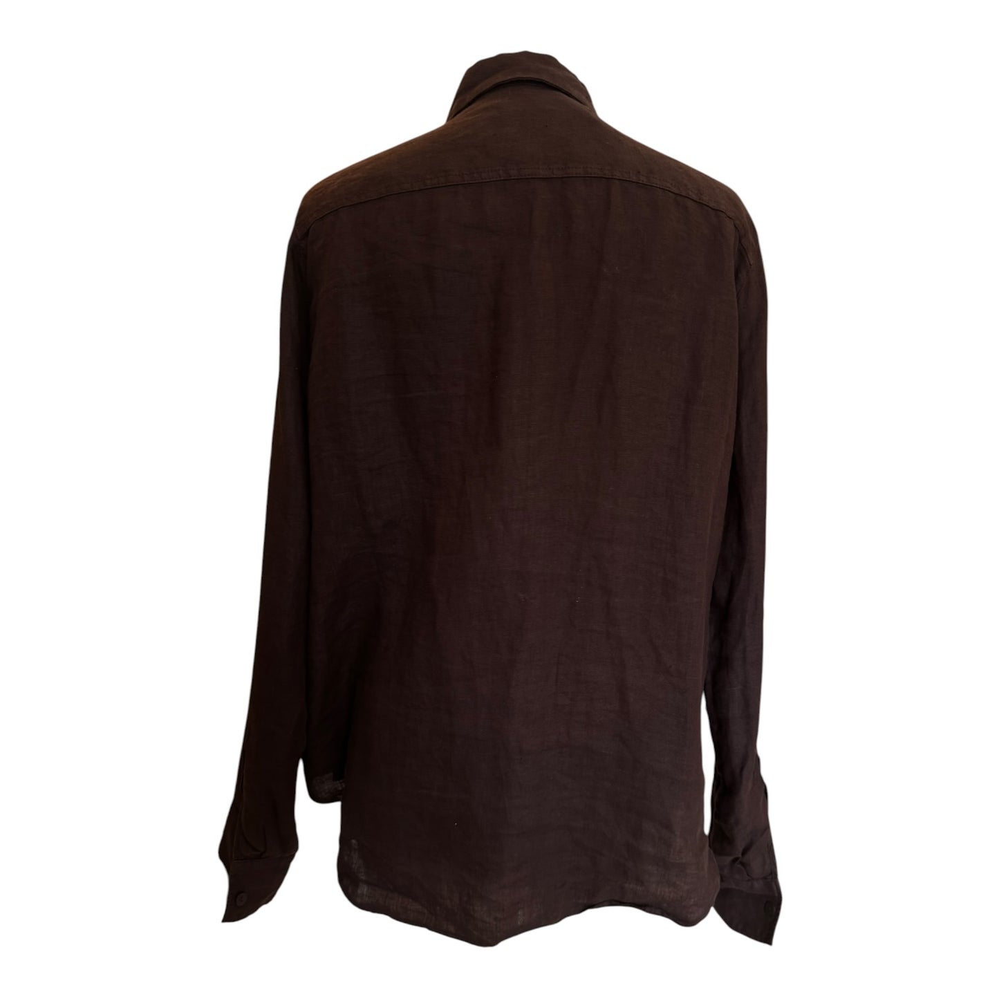 Massimo Dutti Chocolate Brown Linen Shirt - 10/12