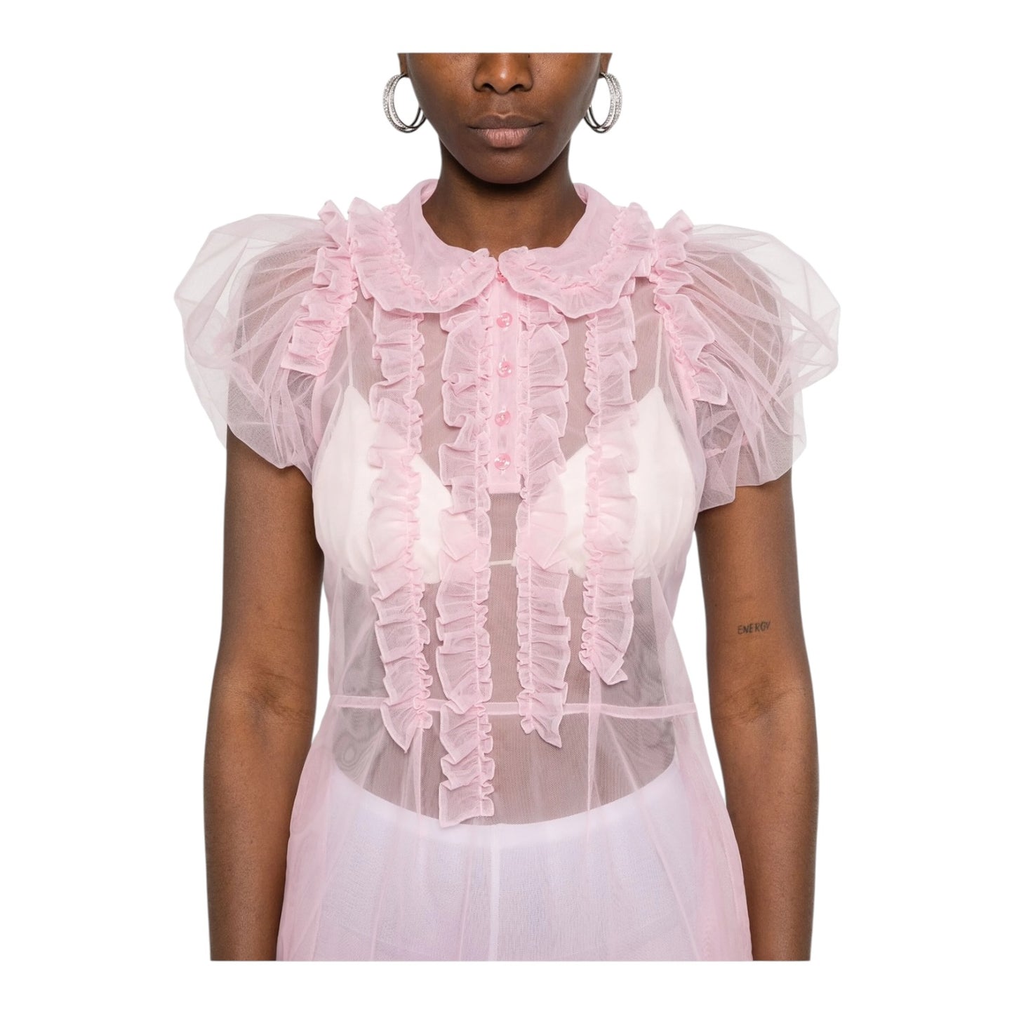 Simone Rocha Pink Ruffle Maxi Dress - 10 - NEW