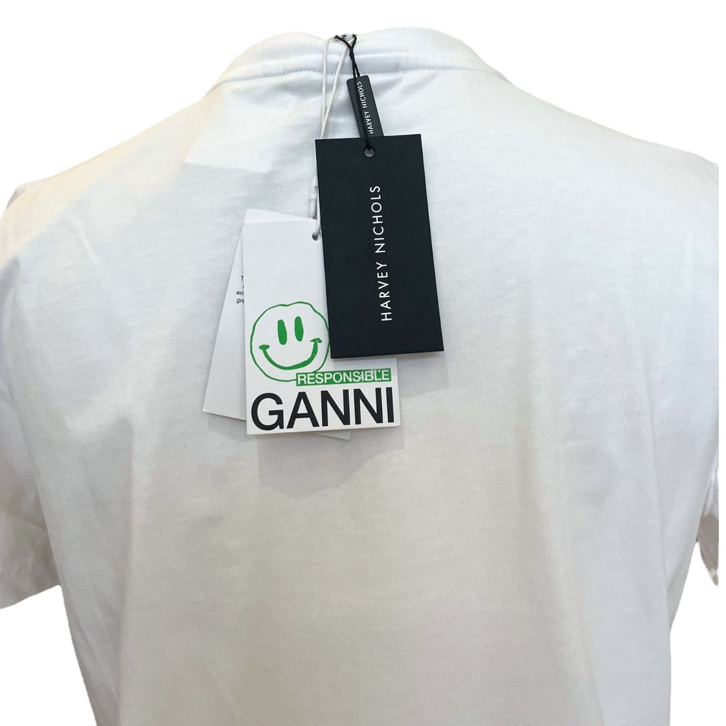 Ganni White 'University of Love' T Shirt - 10 - NEW