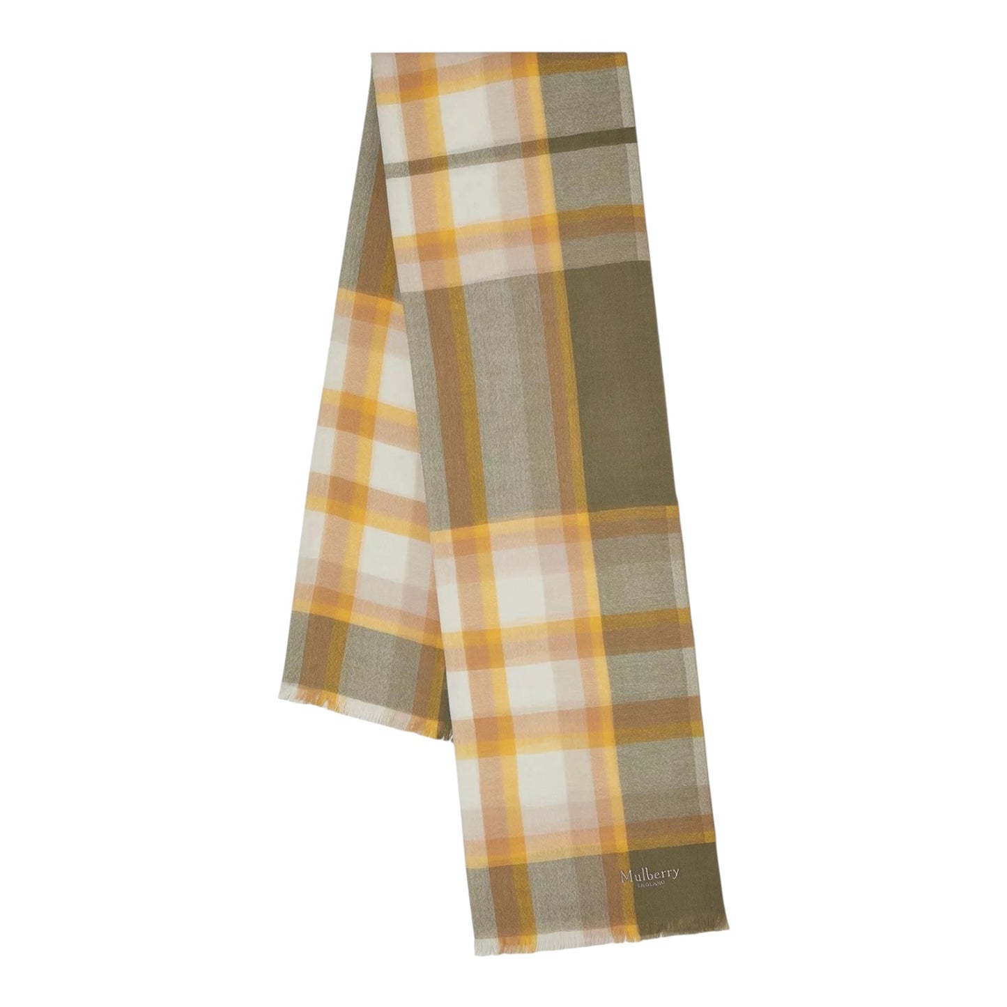 Mulberry Mega Check Green and Yellow Lightweight Scarf - NEW