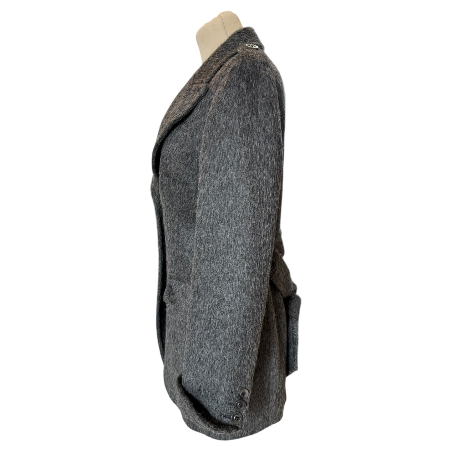 Max Mara Dark Grey Alpaca and Wool Coat - 12