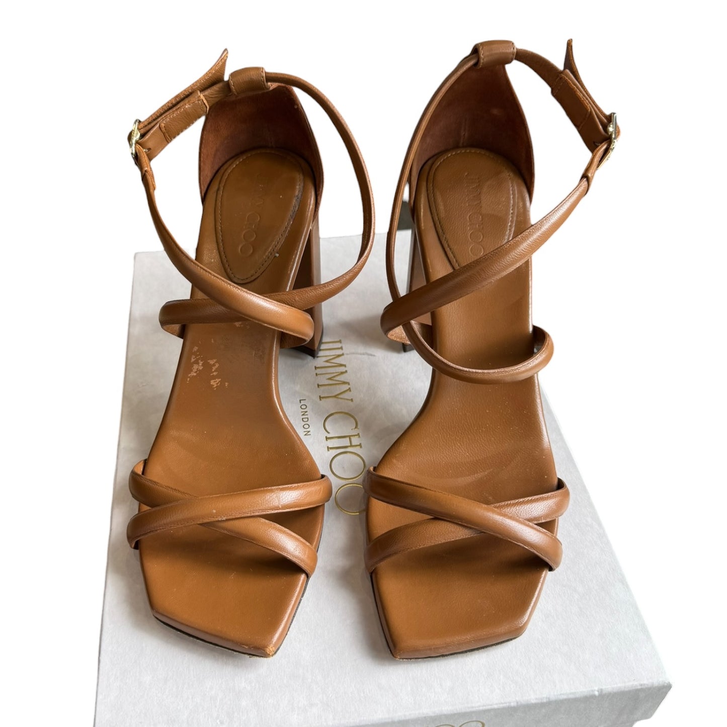 Jimmy Choo Rhea Leather Sandals - 38/5