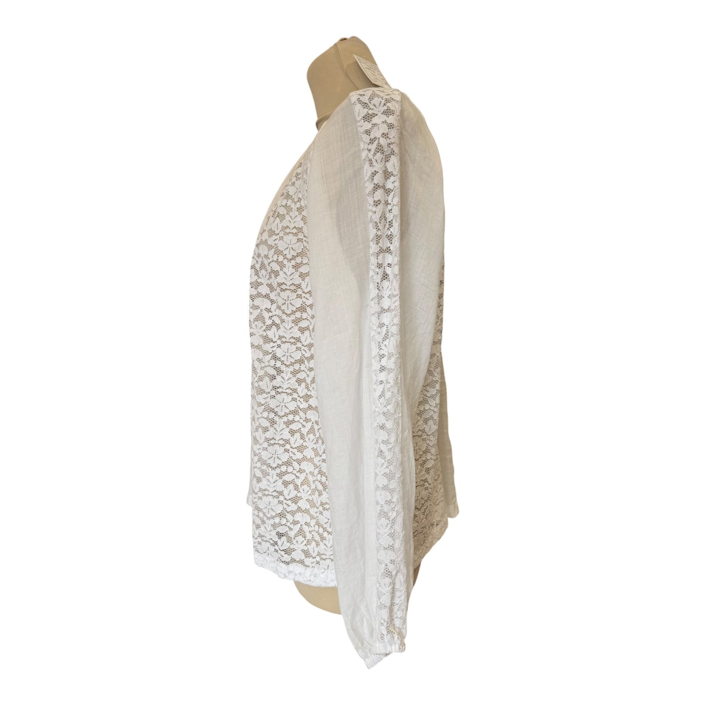 Max Mara Studio White Ramie Lace Blouse - 12