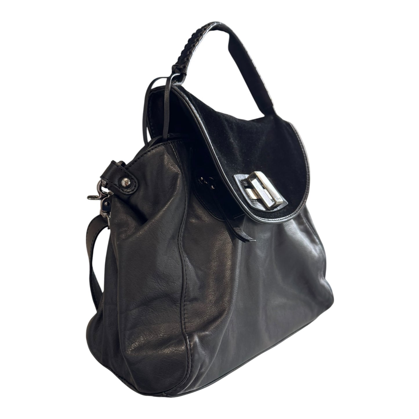 Abro Black Suede and Leather Bag
