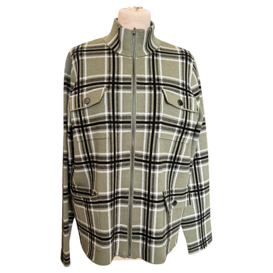 Rachel Zoe Green Check Knit Jacket - 14