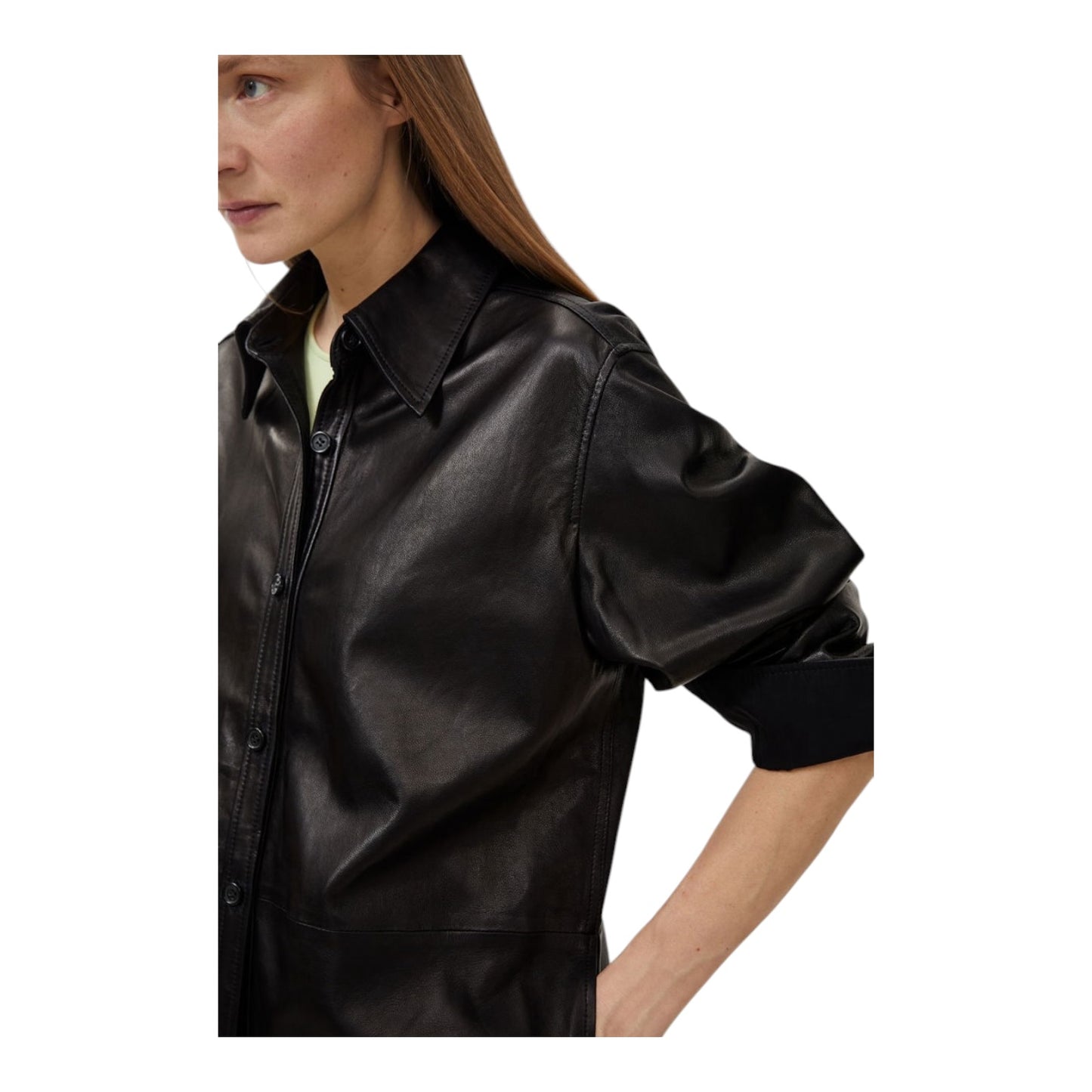 Arket Black Leather Shirt - 14/16