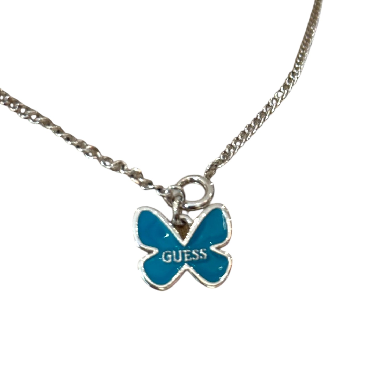 Guess Turquoise and Silver Butterfly Necklace
