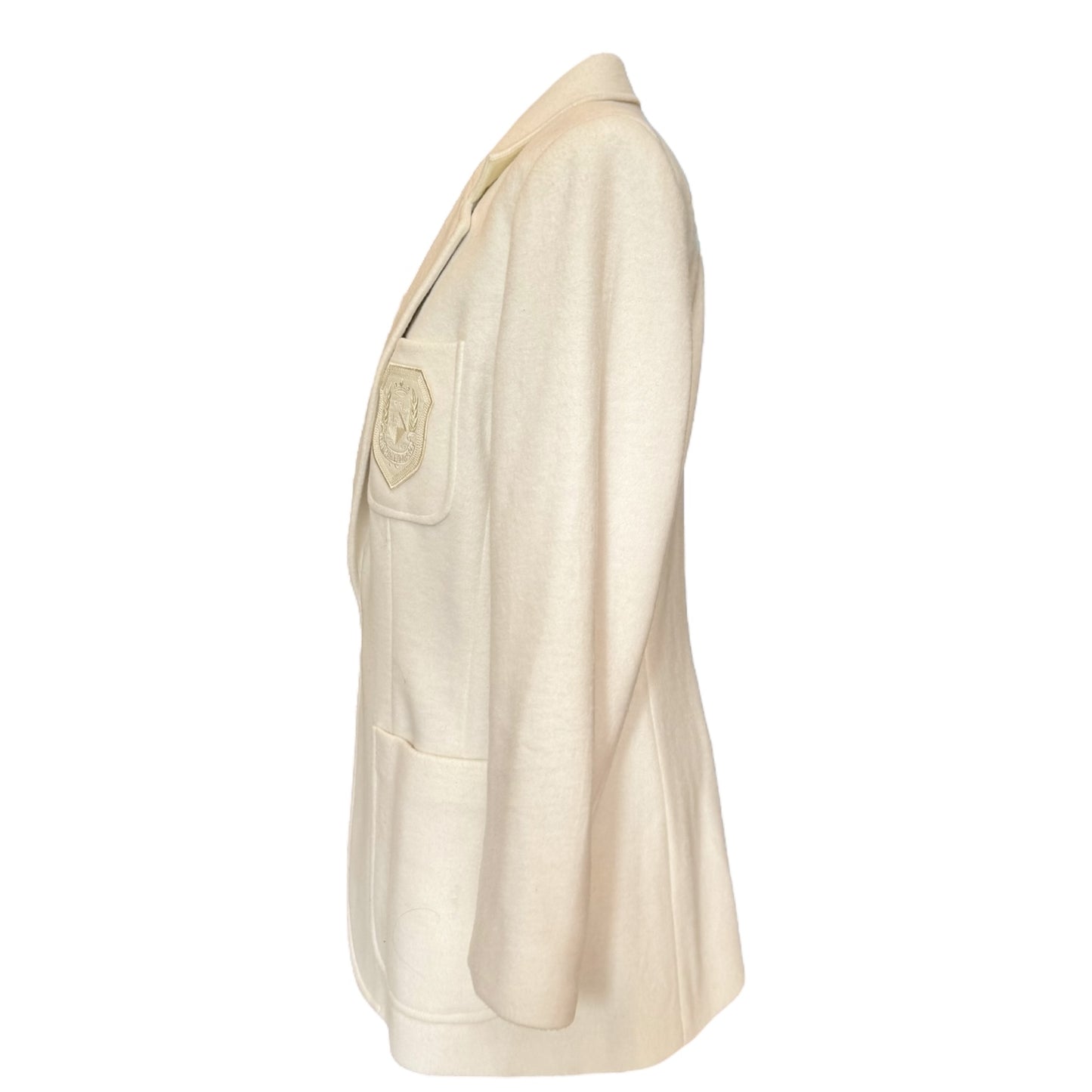 Ralph Lauren Cream Logo Crest Soft Wool Blend Blazer - 10/12
