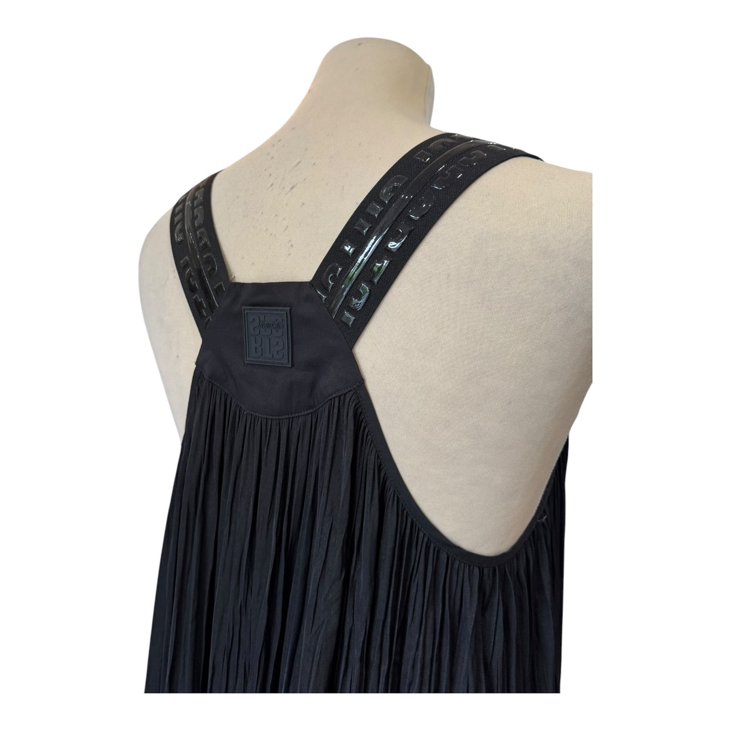 Marc Cain Sports Black Pleated Racerback Dress - 12 - NEW