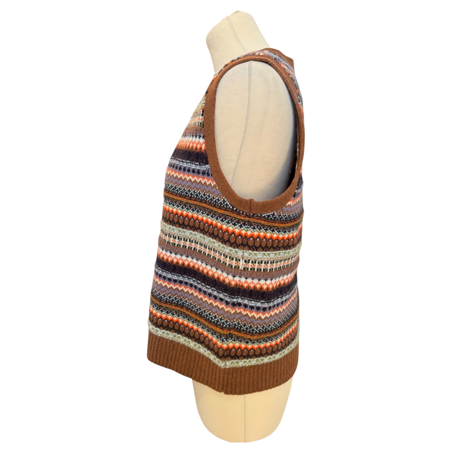 Sea Salt Brown Fair Isle Sweater Vest - 14