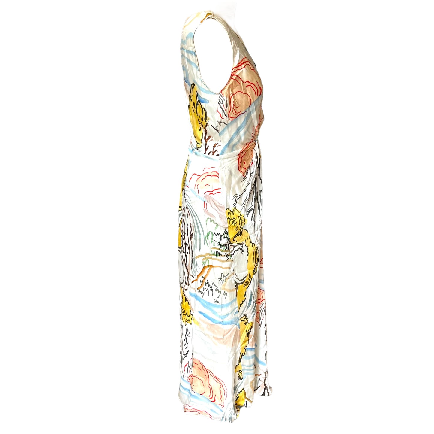 Jigsaw White Silk Patterned Dress - 10 - NEW