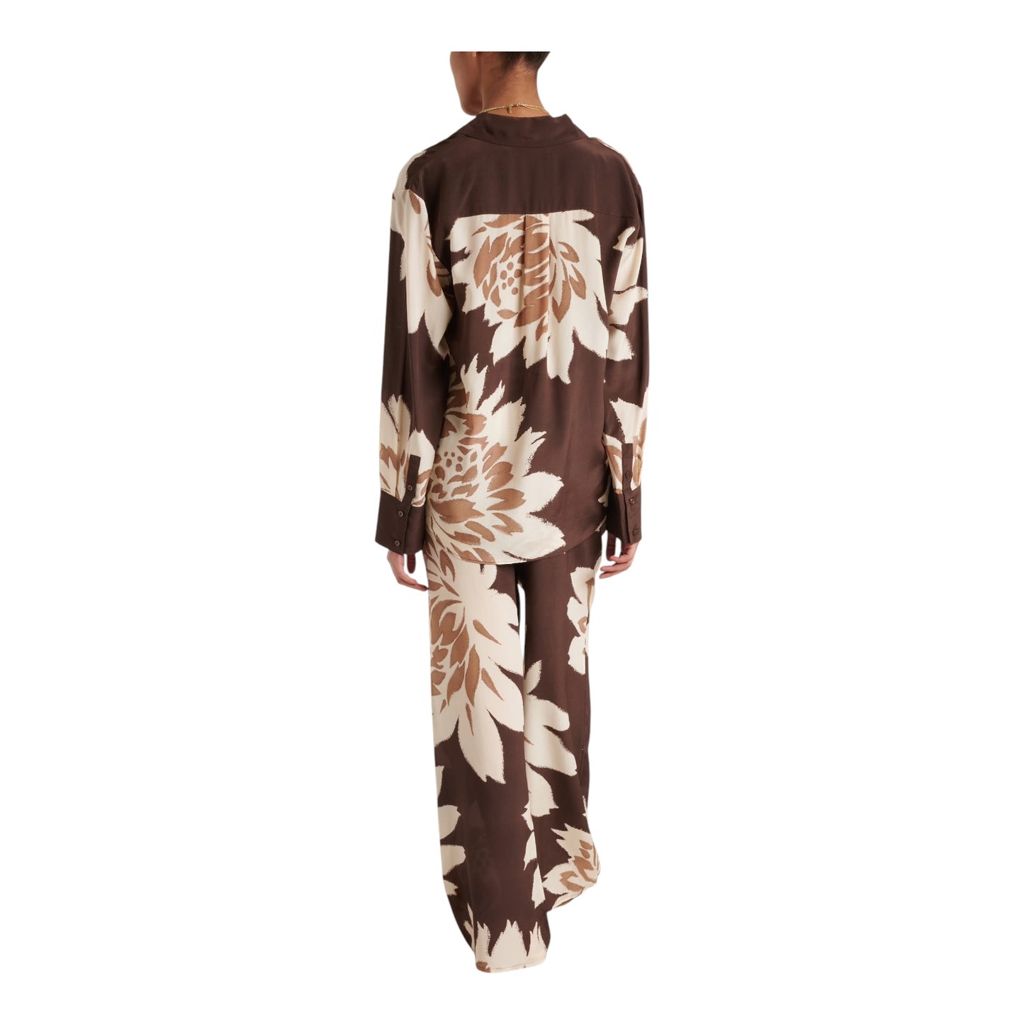 Sir Brown Floral Silk Satin Shirt - 14/16