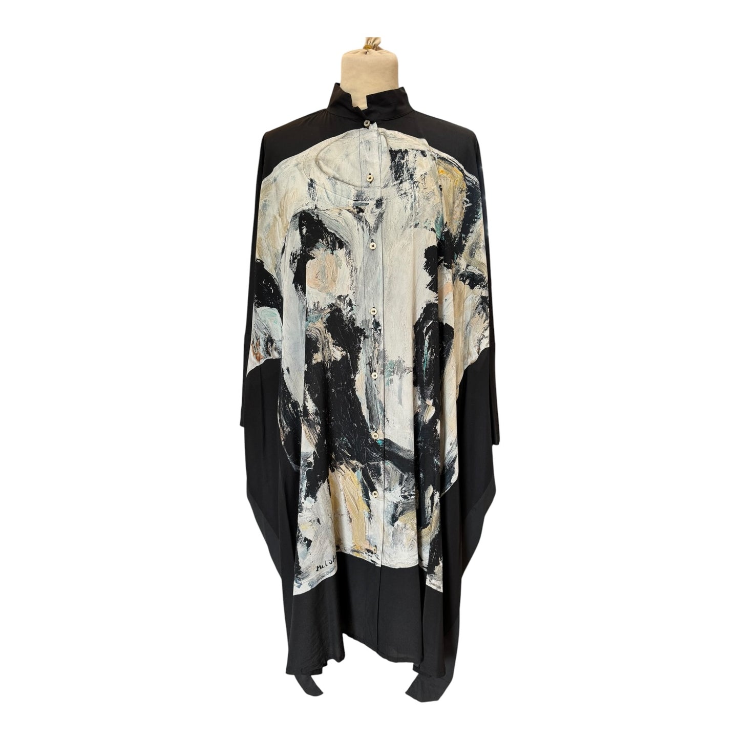 Annette Görtz x Wolfgang Meluhn Black Silk Print Top - 16/18
