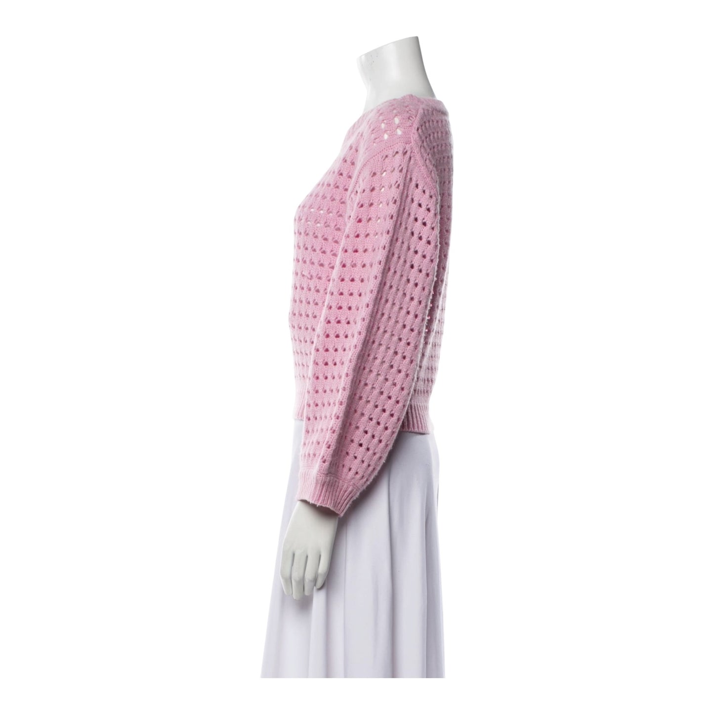 Allude Pink Wool and Cashmere Crop Jumper - 8/10